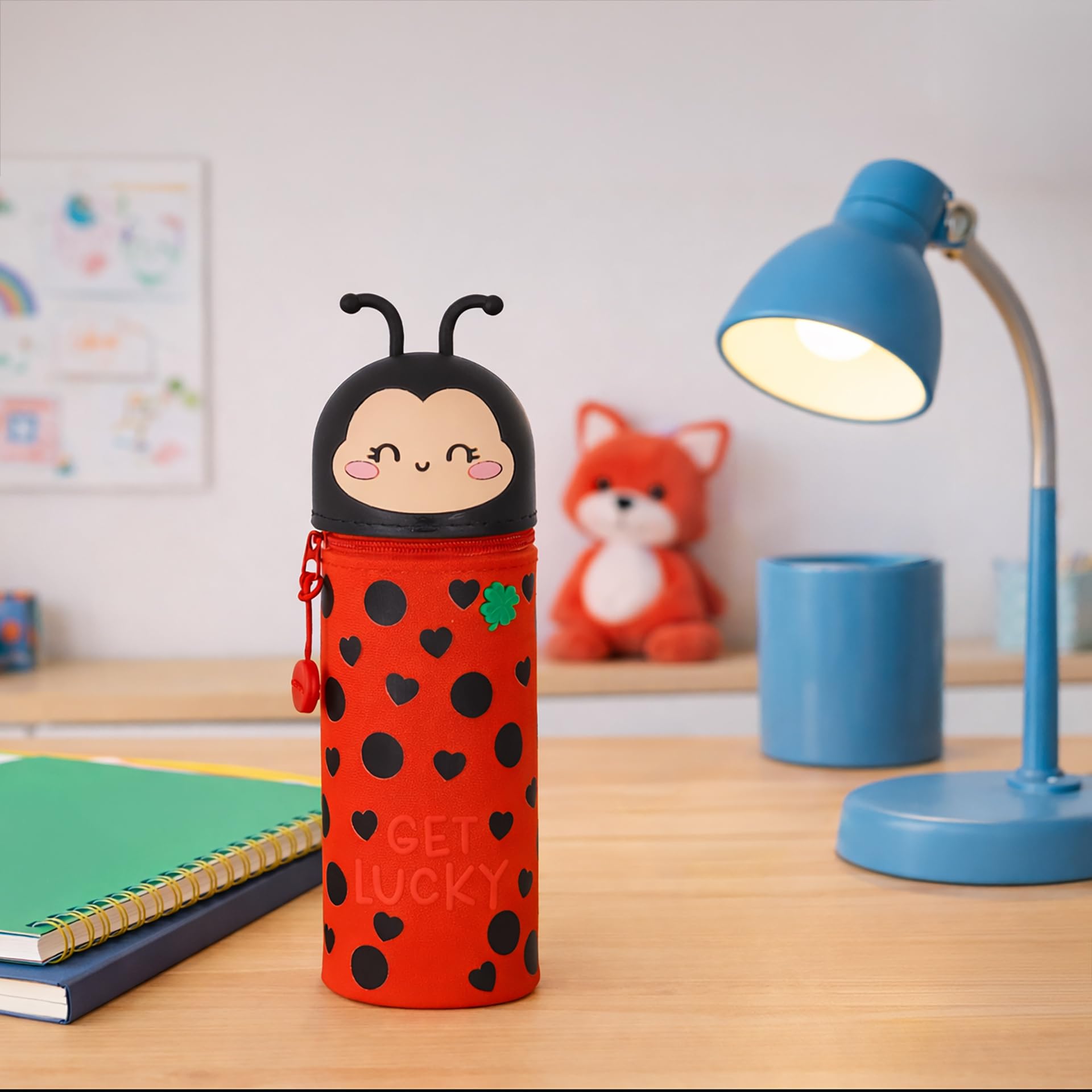 LEGAMI Kawaii Ladybug 2 in 1 Pencil Case & Desk Pen Holder | Silicone | Holds up to 15 Pens 6