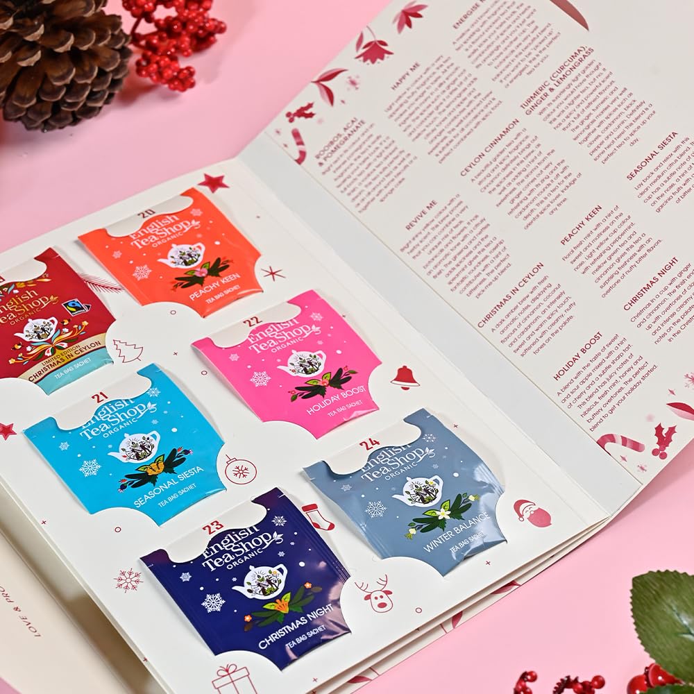 English Tea Shop Organic Tea Book Red Advent Calendar - 24 Tea Bag Sachets 4