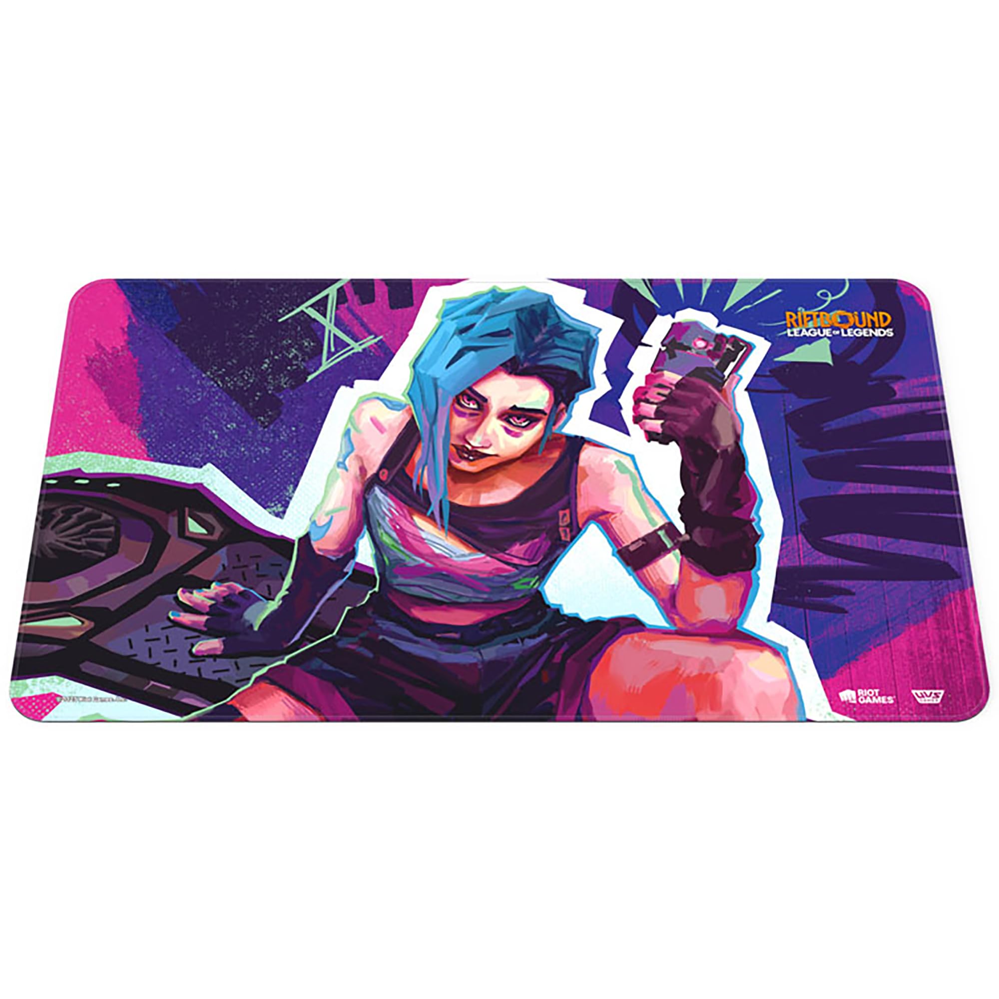 Riftbound TCG: League of Legends Jinx Playmat - Neoprene Gaming Mat with Stitched Trim 3
