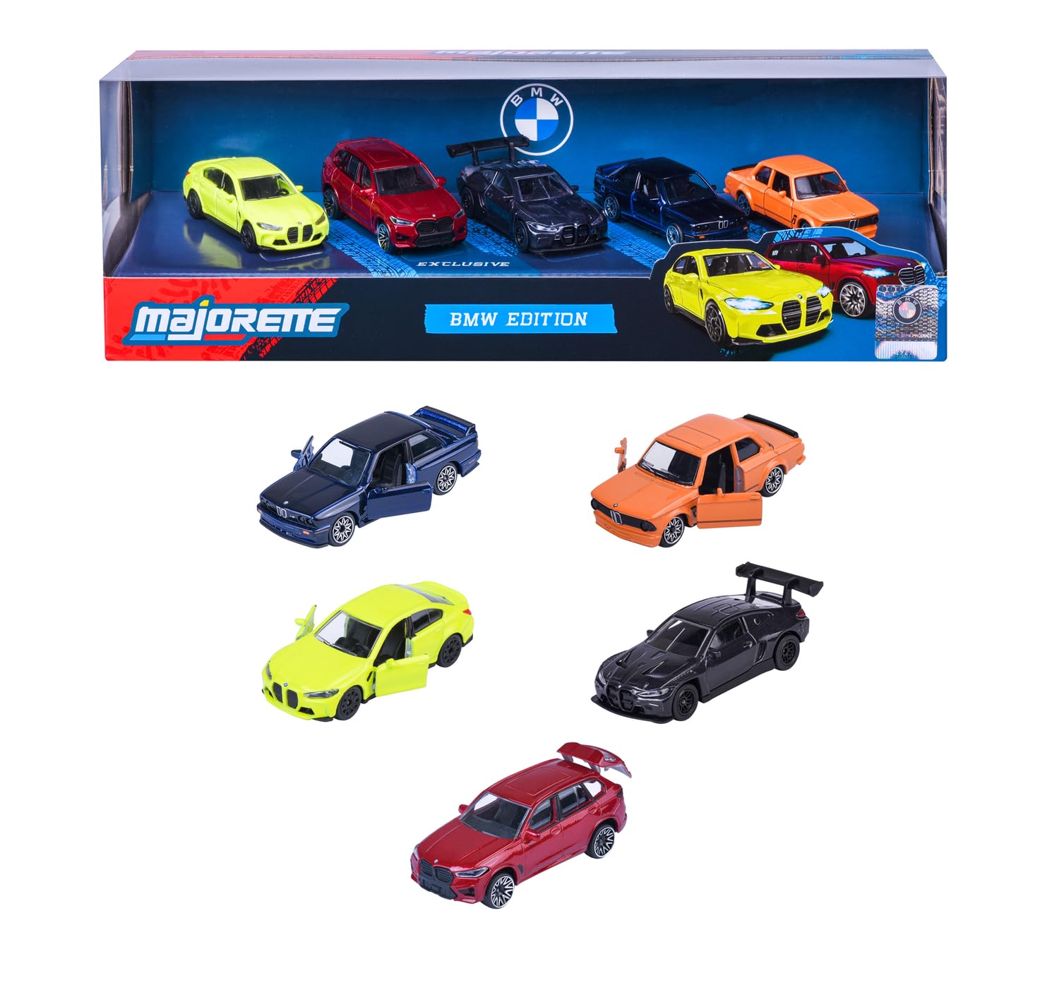 Majorette BMW 5 Pieces Giftpack - Die-Cast Metal Cars with Suspension and Opening Doors