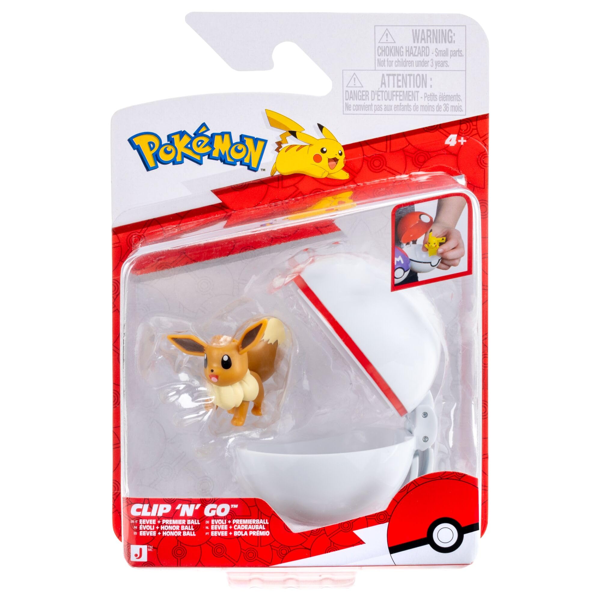 Pokémon Clip ‘N’ Go Eevee and Premier Ball Playset | 2-Inch Figure | Ages 4+
