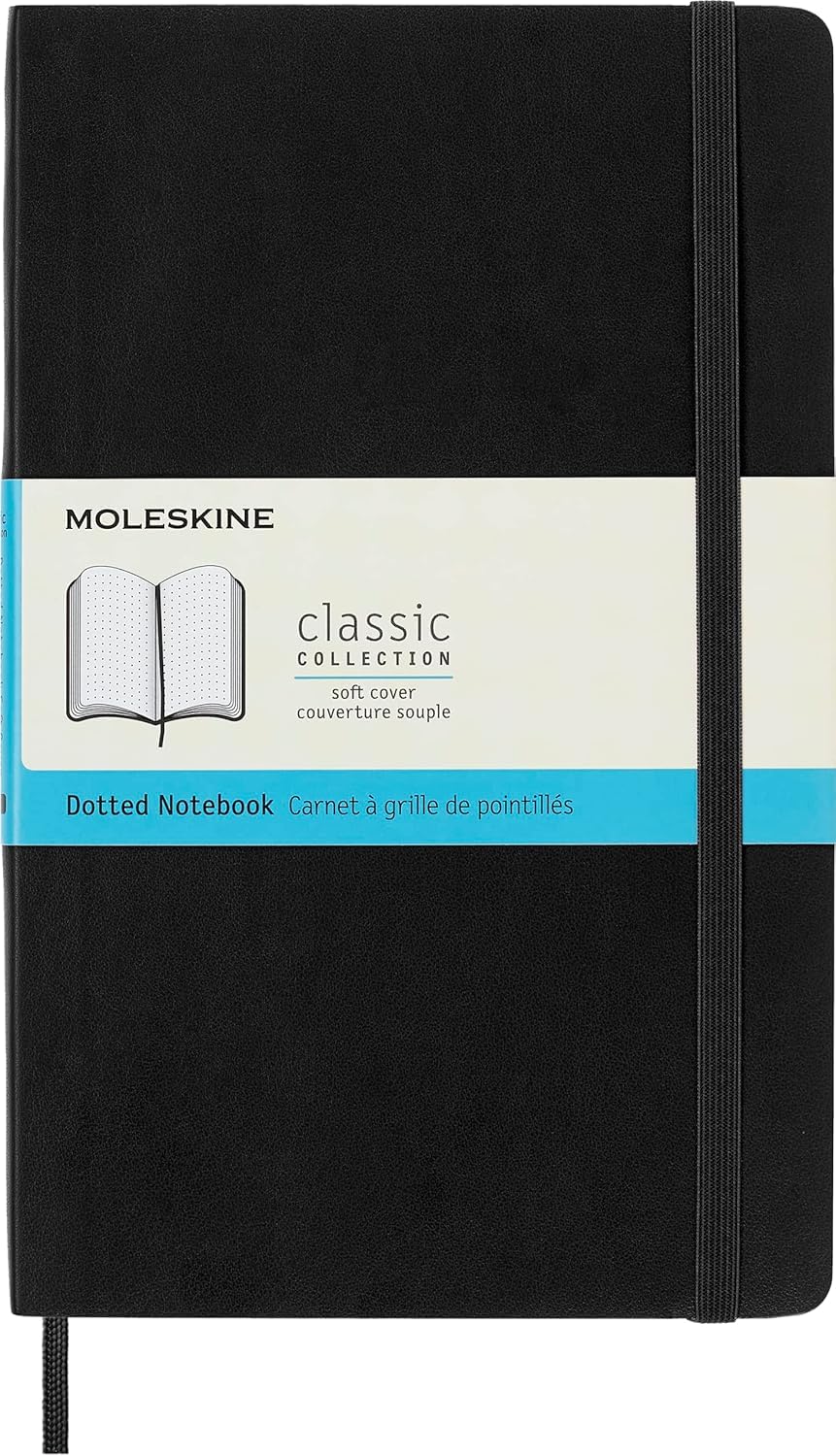 Moleskine Classic Dotted Paper Notebook - Soft Cover, Black, Large A5, 192 Pages