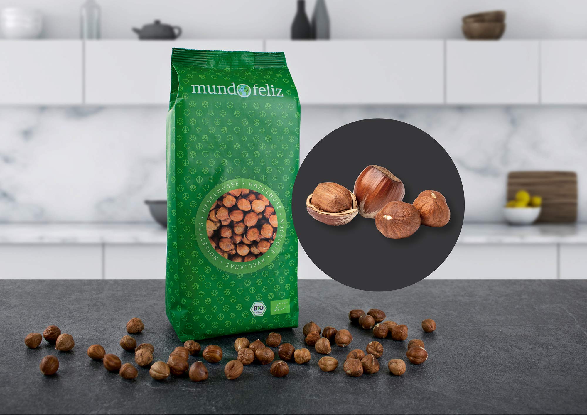 Mundo Feliz Organic Raw Hazelnuts - 2 x 500g Pack | Unsalted, Vegan-Friendly 2
