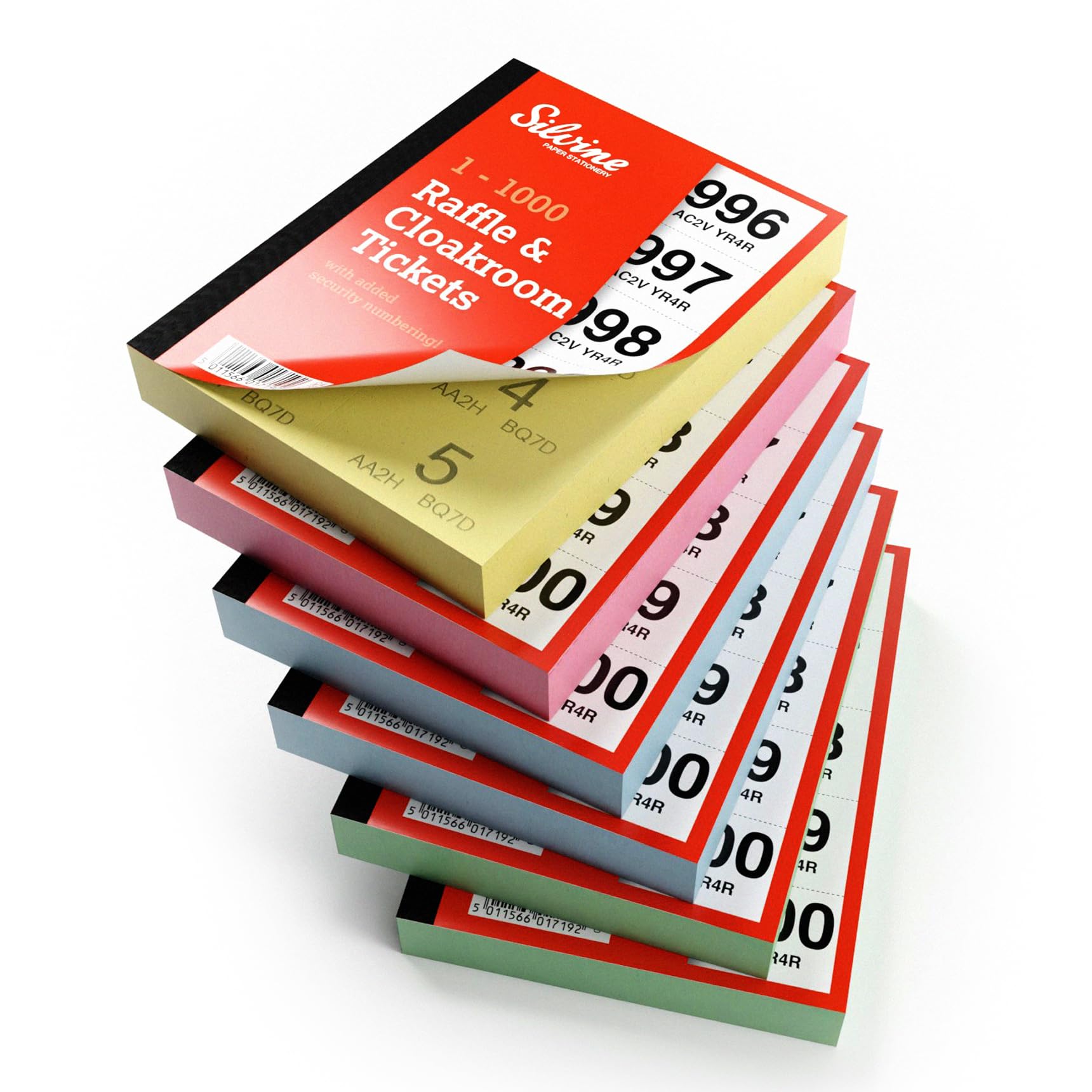 Silvine Cloakroom/Raffle Tickets - 1000 Numbered Tickets per Book | Security Numbering | 6 Pack