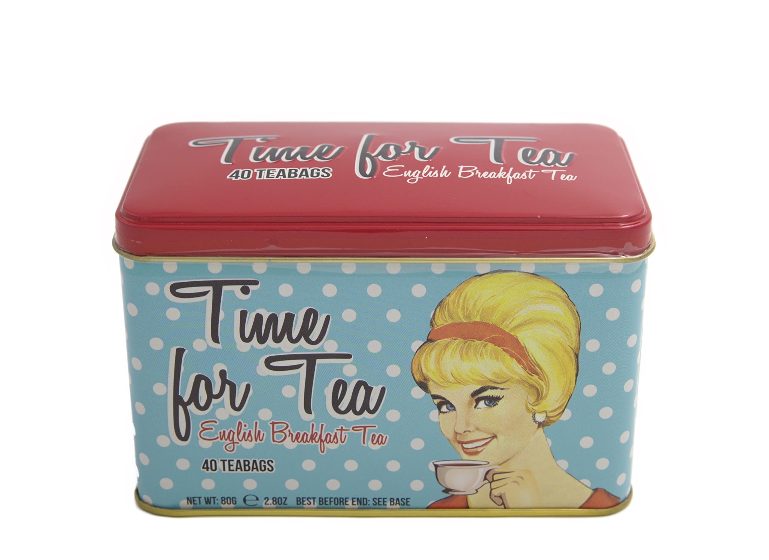 New English Teas Time for Tea - English Breakfast Tea Tin with 40 Foil-Wrapped Teabags