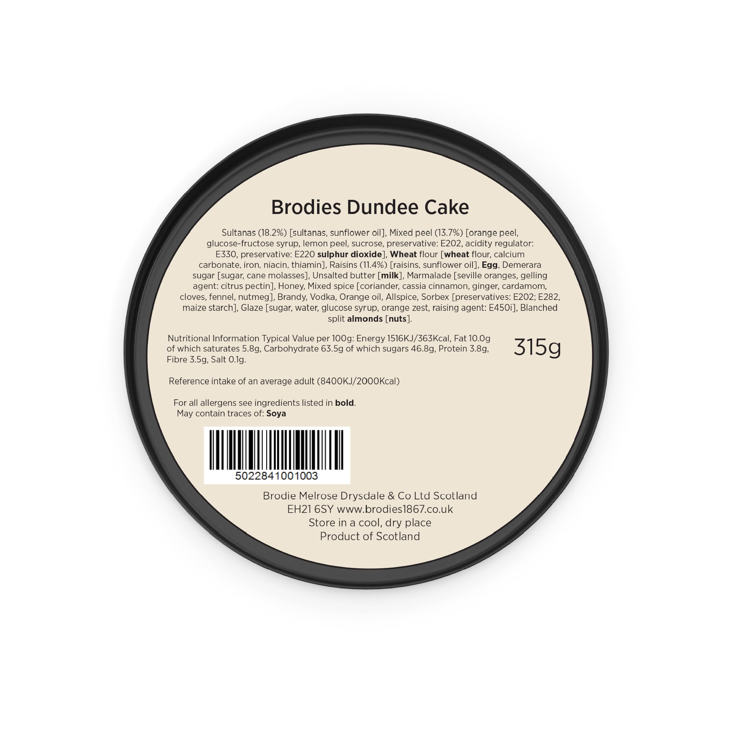 Brodies Dundee Cake - 315g - Handmade Scottish Fruit Cake with Marmalade, Brandy & Almonds 13