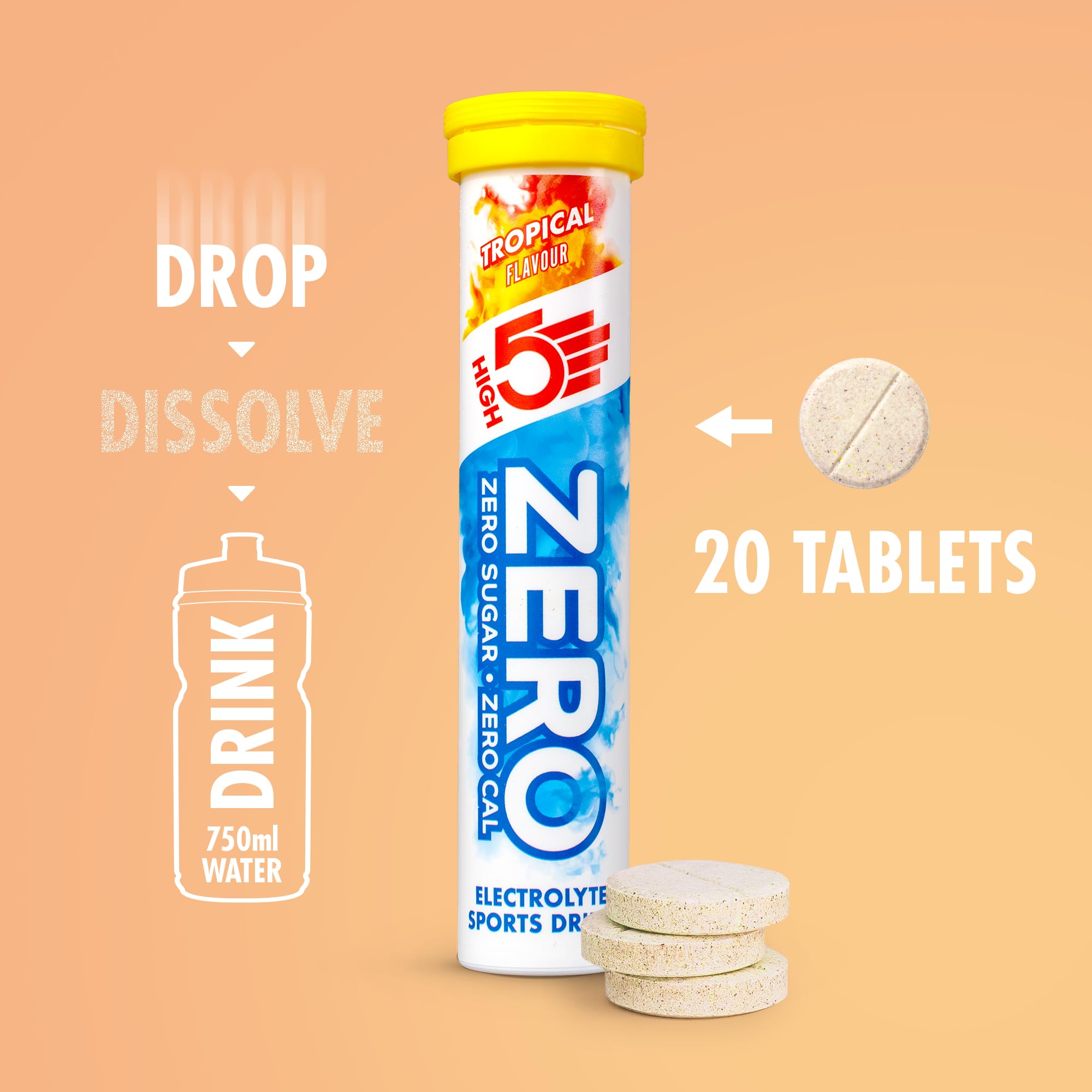 HIGH5 ZERO Electrolyte Tablets Tropical - 160 Sugar-Free Hydration Tablets with Vitamin C 3