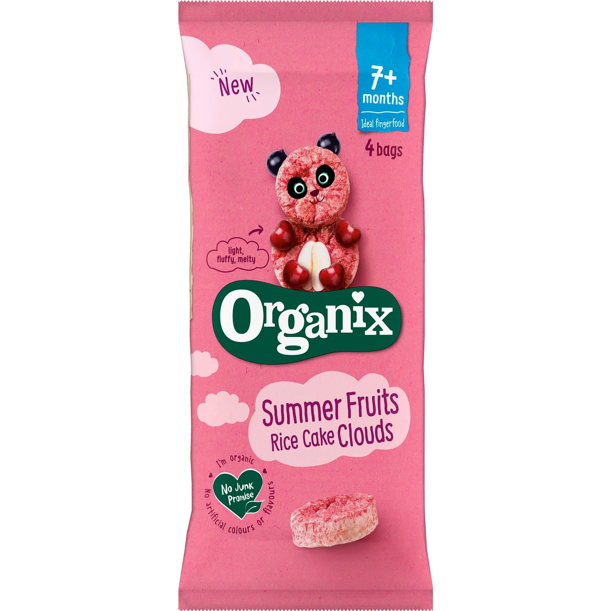 Organix Summer Fruits Rice Cake Clouds - Berry Flavour, 7+ Months, 20 x 18g Packs