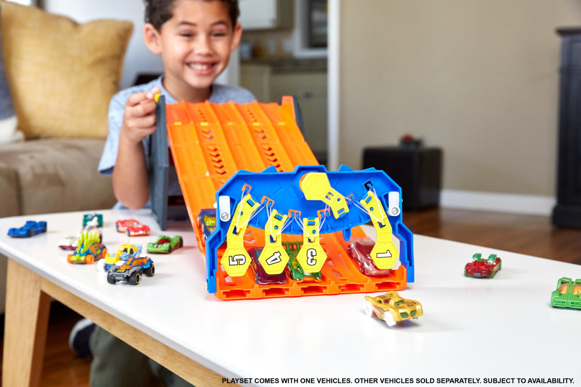 Hot Wheels Roll Out Raceway Track Set - 5-Lane Racing & Toy Storage Bucket | Ages 4+ | HGK41