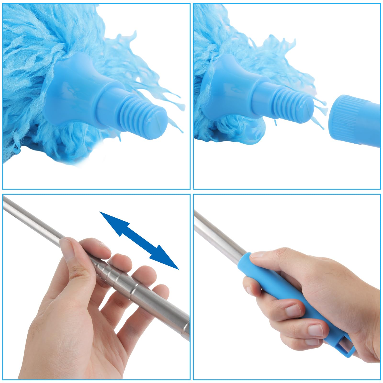 ASelected Extendable Microfiber Duster - Telescoping Stainless Steel Rod up to 275CM | Bendable Head 4