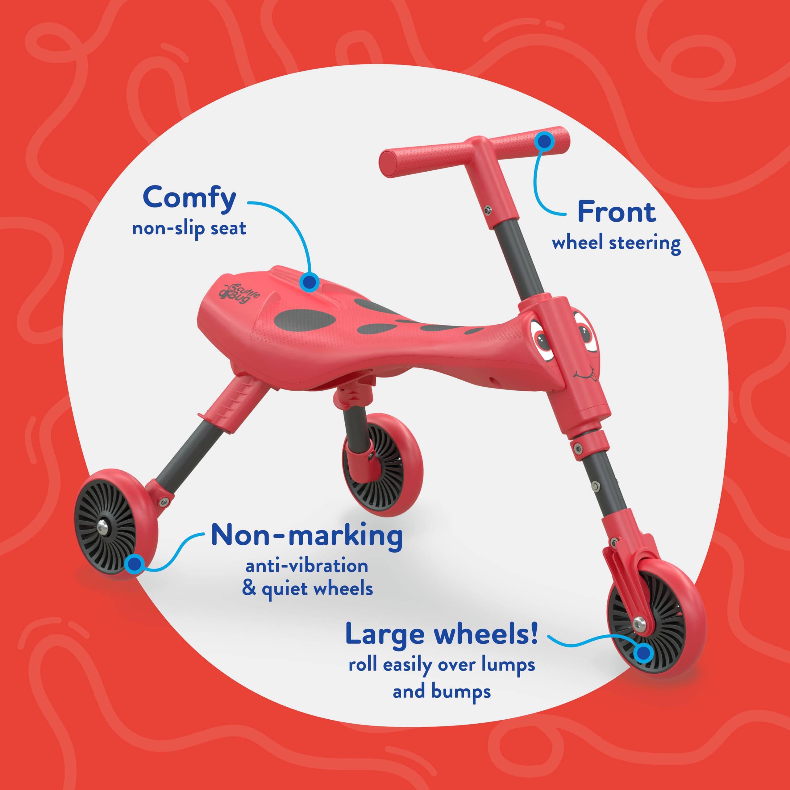 Scuttlebug 3-Wheel Foldable Ride-On Tricycle - Beetle Trike for 1-3 Year Olds