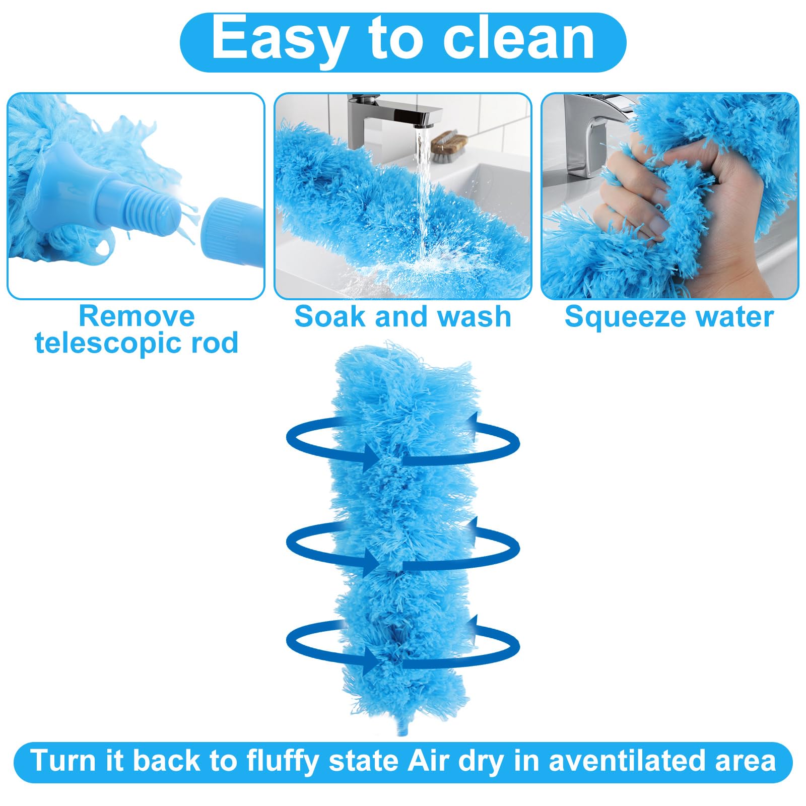 ASelected Extendable Microfiber Duster with 108" Telescoping Pole for High Ceilings, Fans & Blinds 4