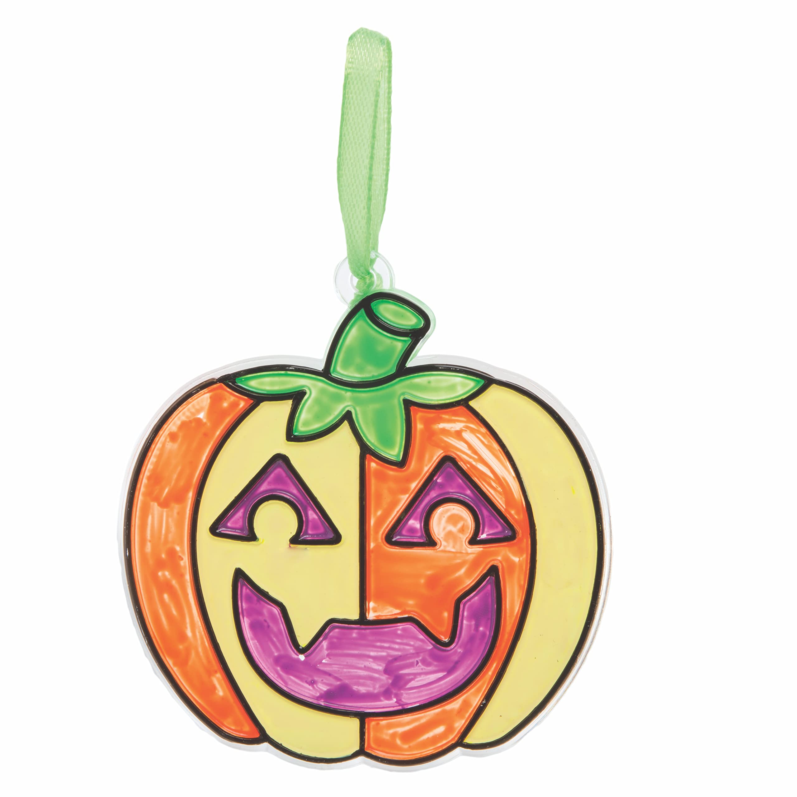 Baker Ross FE751 Pumpkin Suncatcher Decorations - Pack of 10, Multicolor Acrylic Craft Kits