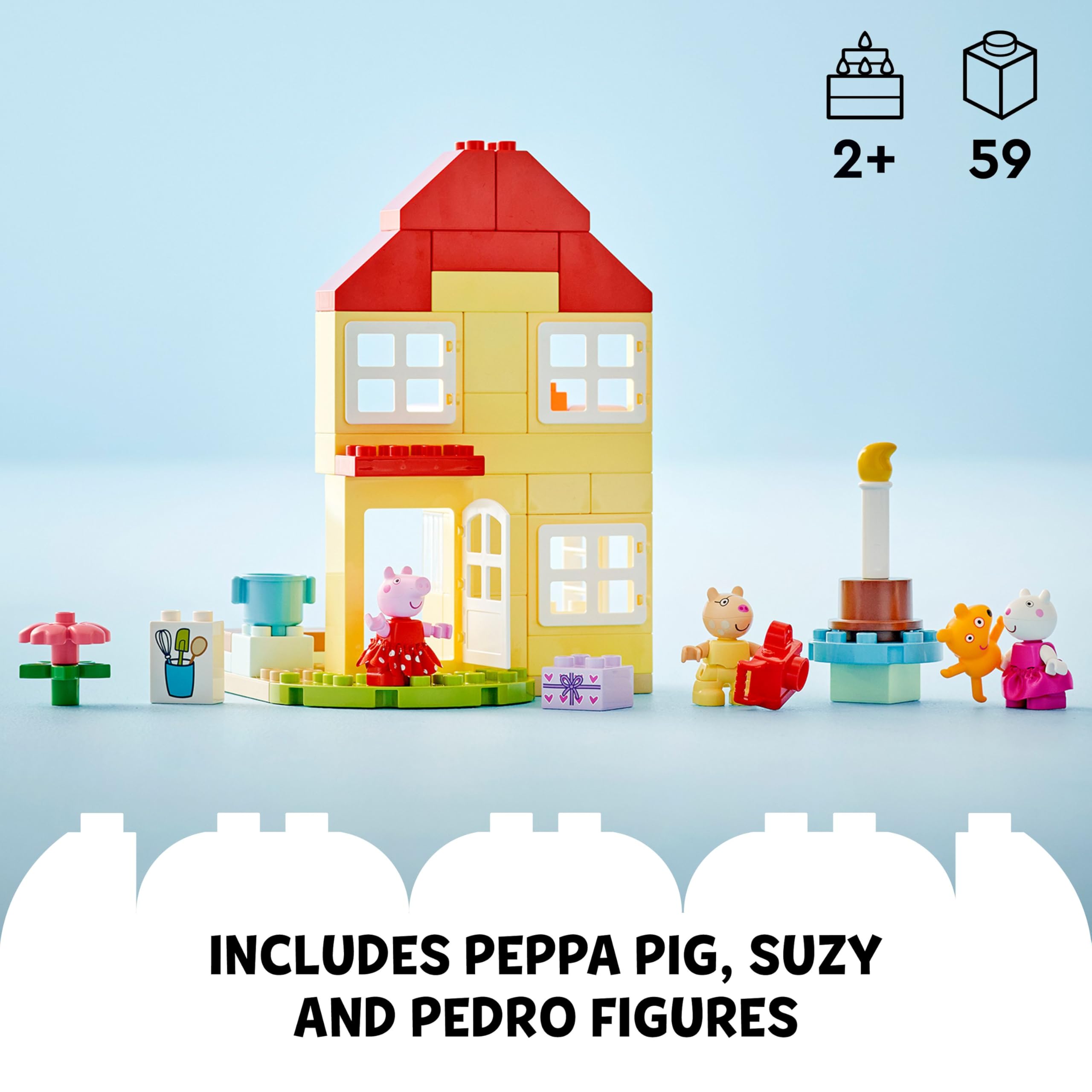LEGO DUPLO Peppa Pig Birthday House Playset - Building Toy for 2+ Year Olds 10
