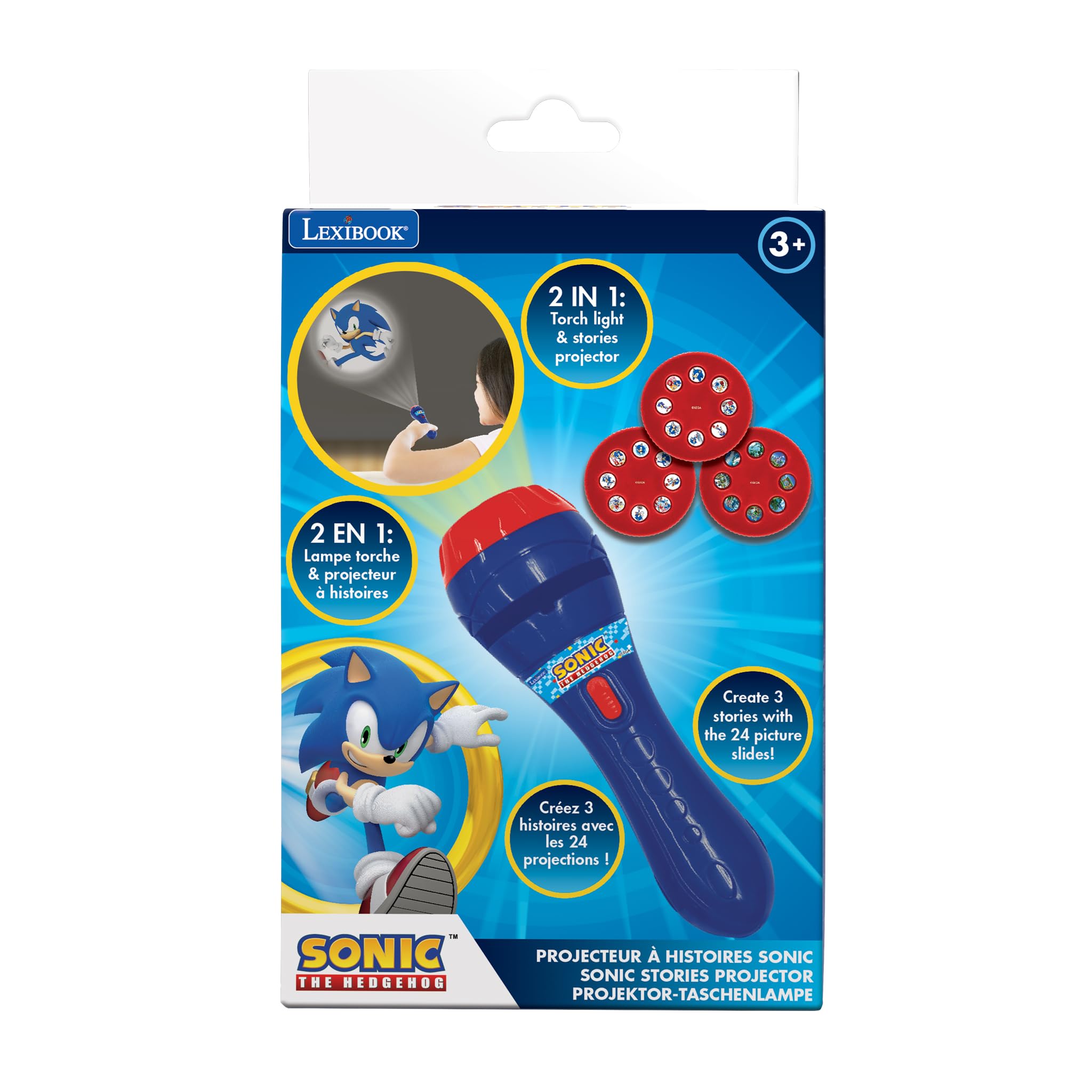 Lexibook SEGA Sonic The Hedgehog Story Projector & Torch Light - 24 Images, 3 Discs, Ages 3+ 4