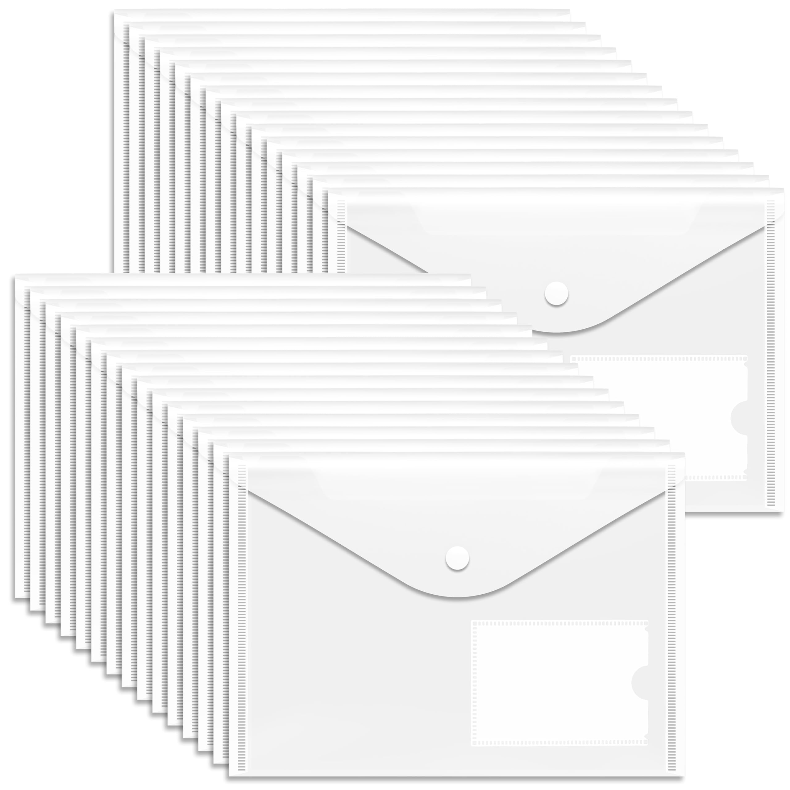 GoodtoU A5 Plastic Wallets Clear Popper Document Folders | 30 Pack | 150 Sheet Capacity