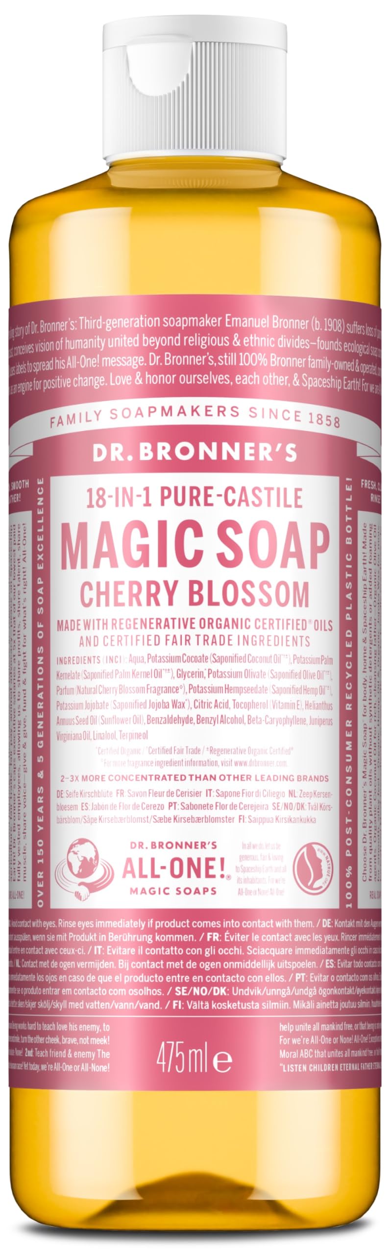 Dr. Bronner's Cherry Blossom Pure-Castile Liquid Soap - 18-in-1