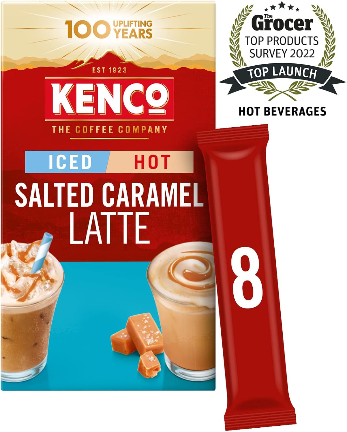 Kenco - Salted Caramel Iced/Hot Latte Instant Coffee Sachets (Pack of 5, 40 Total)