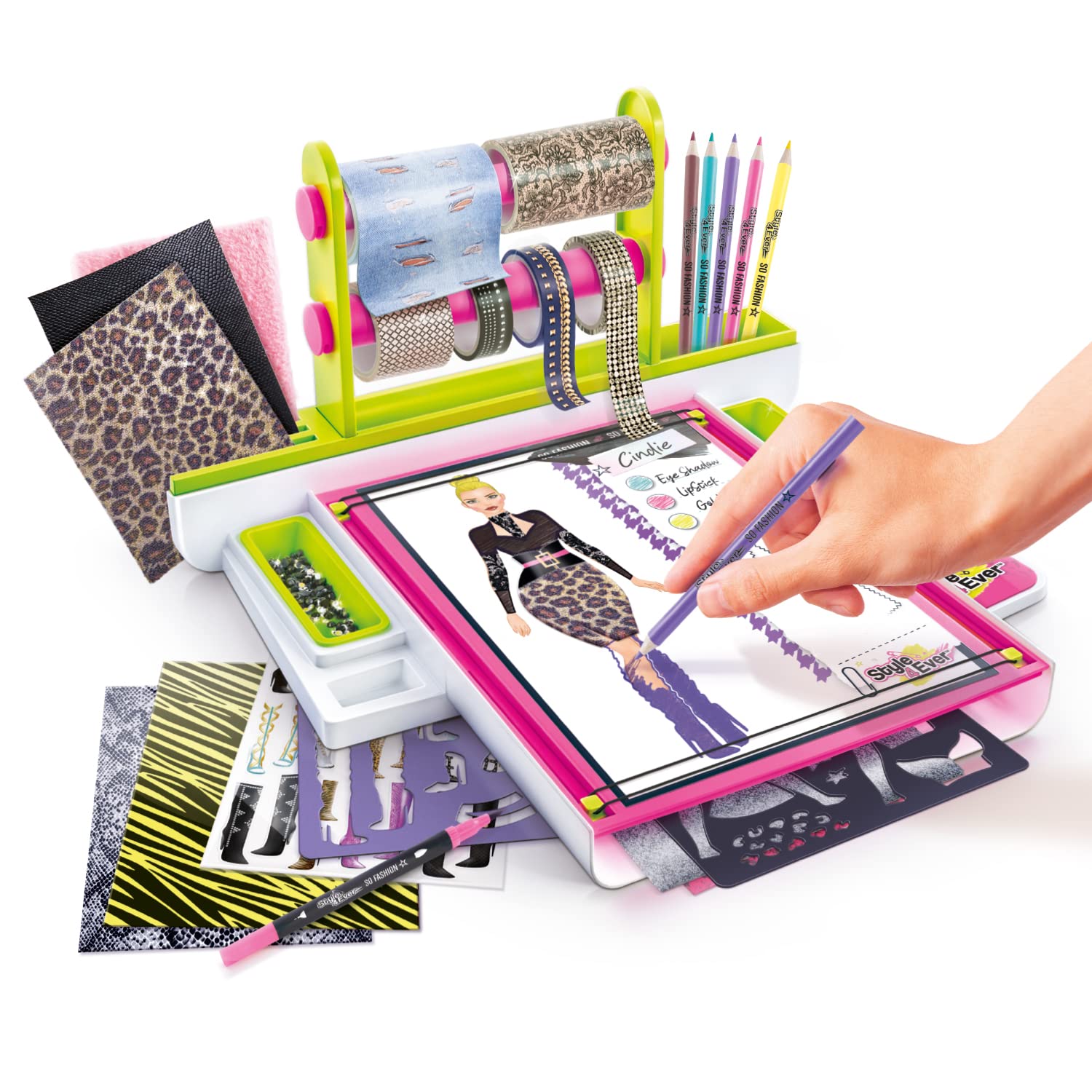 Fashion Designer Studio - Real Adhesive Fabrics & Design Kit for Kids 3