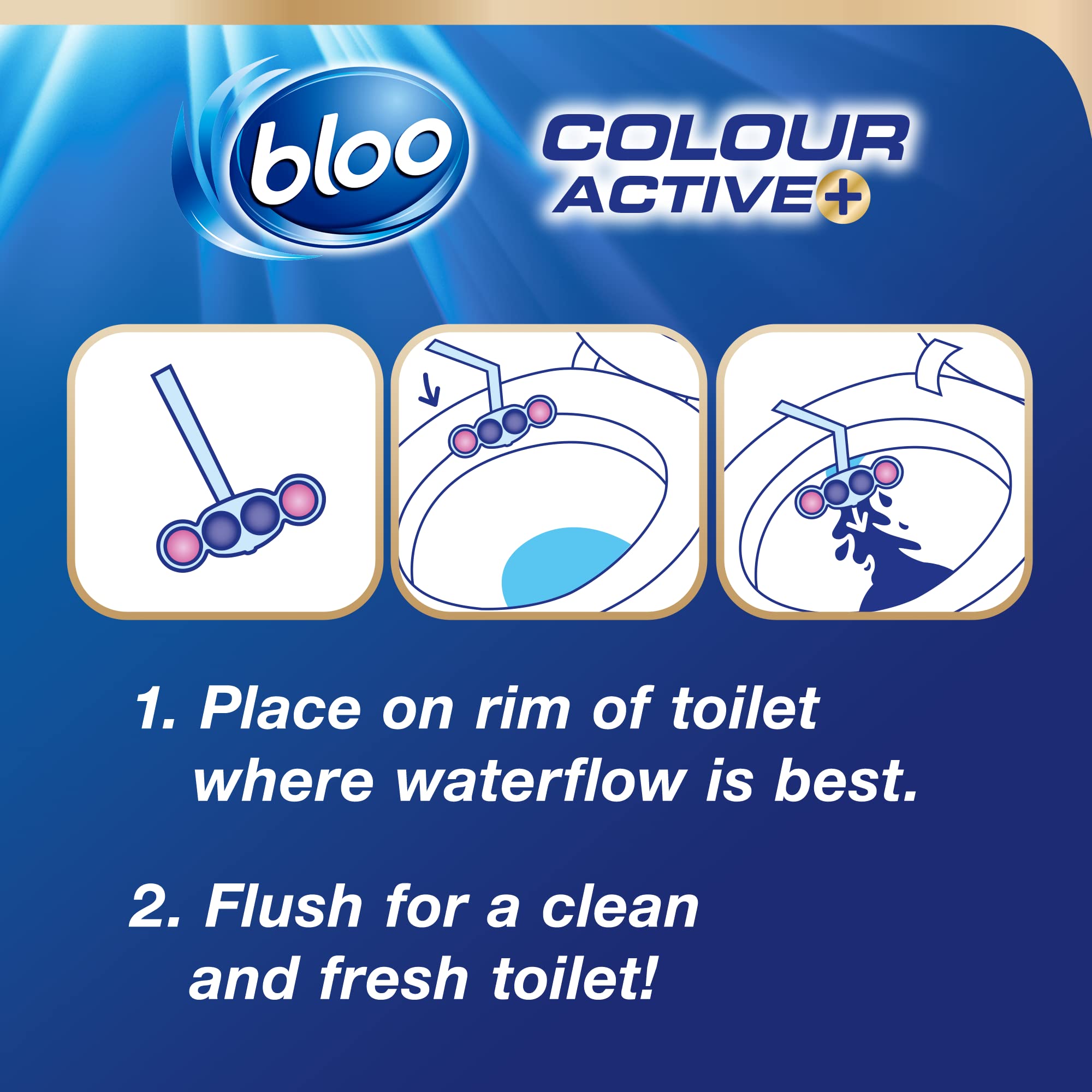 Bloo Colour Active Toilet Rim Block Fresh Flowers with Anti-Limescale, 2 Count (100g Each) 4