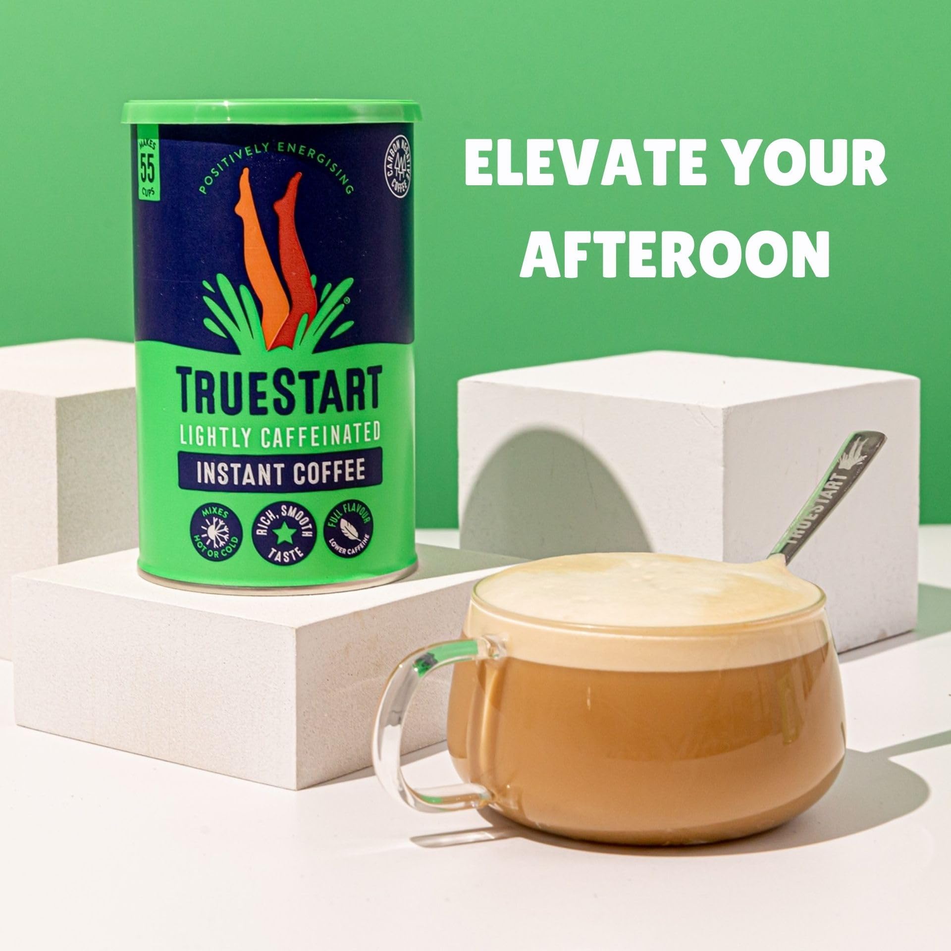TRUESTART Lightly Caffeinated Instant Coffee - 50:50 Arabica Blend | 2 x 100g Tins 7