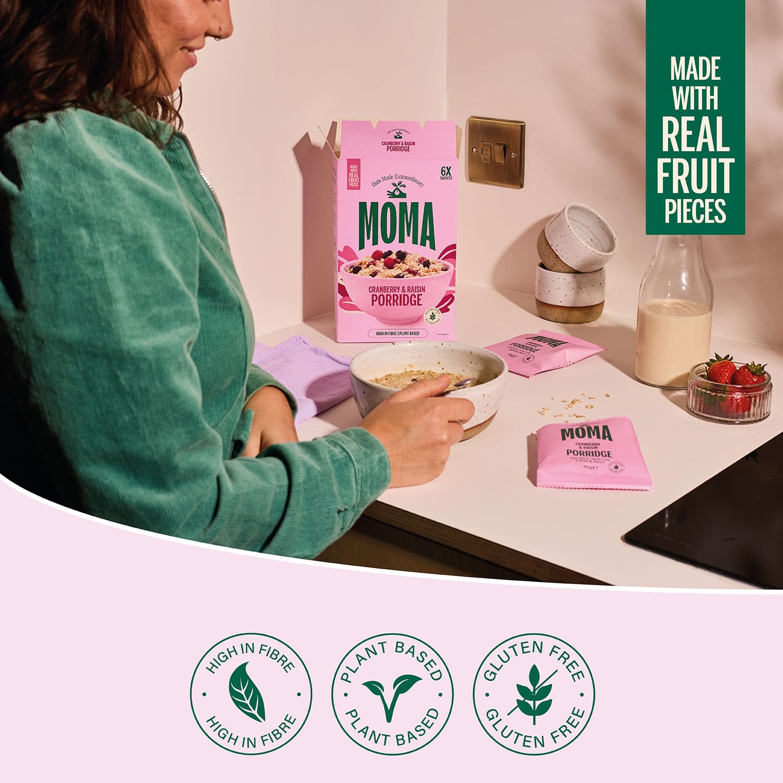 MOMA Cranberry- und Rosinen-Porridge-Beutel – 6 x 40 g – Hergestellt mit britischem Hafer 5