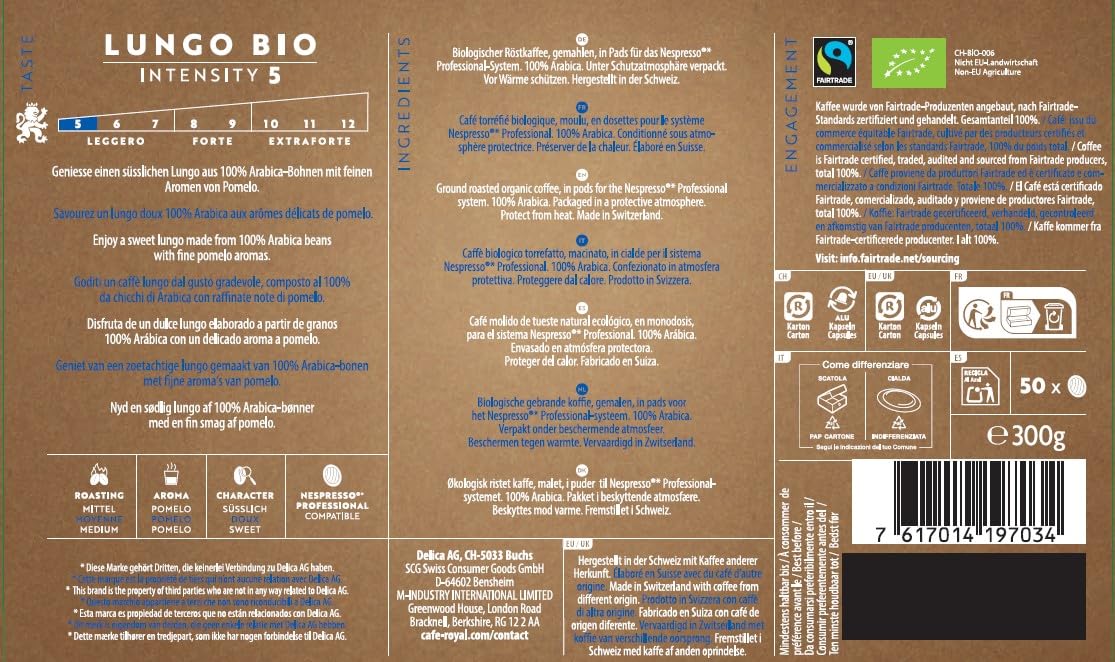 Café Royal Professional Pads, Bio Lungo, 50 Pads für Nespresso Professional Maschinen 8