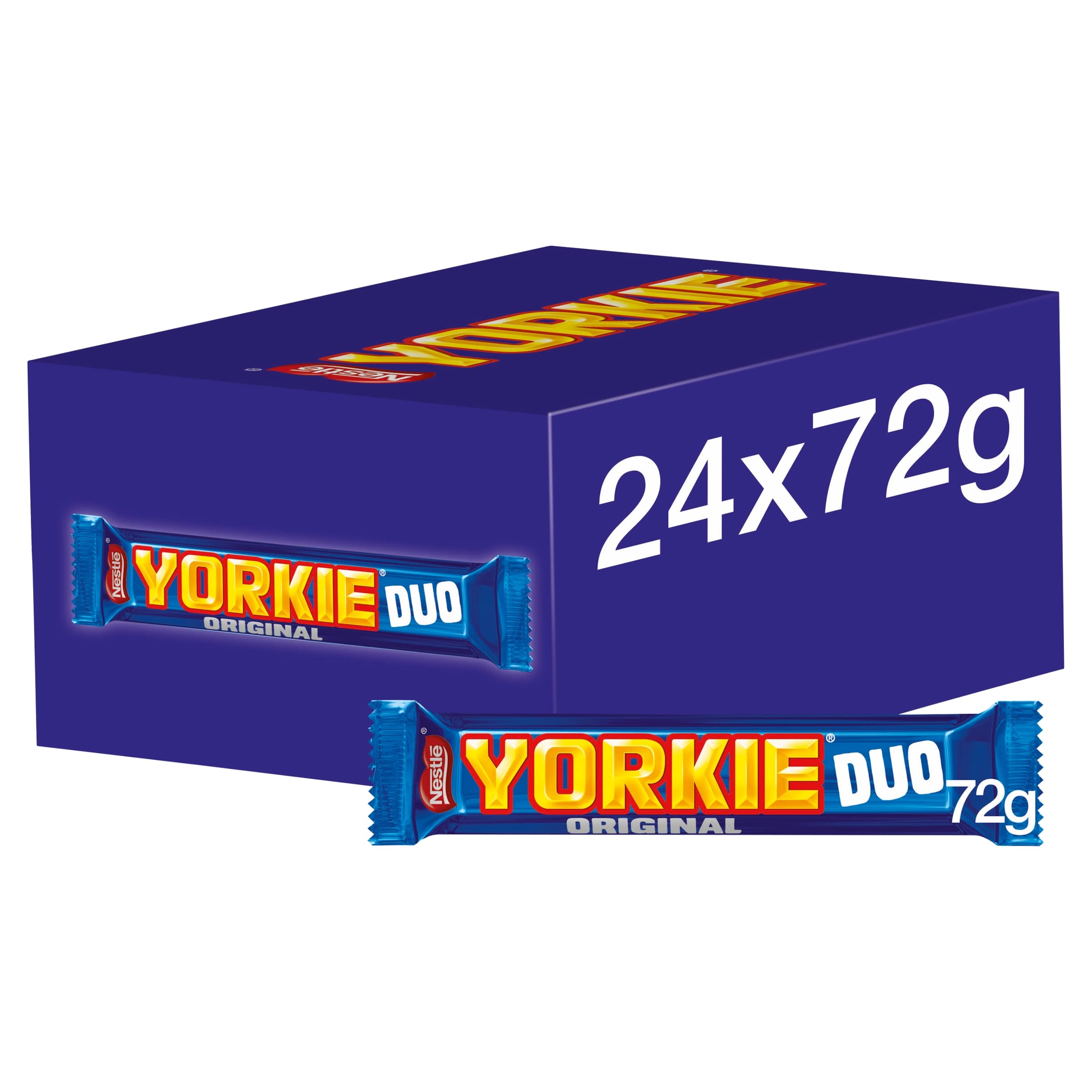 Yorkie Duo Milchschokoladenriegel 72 g (24er-Packung) – Cremig-weiche, stückige Schokolade