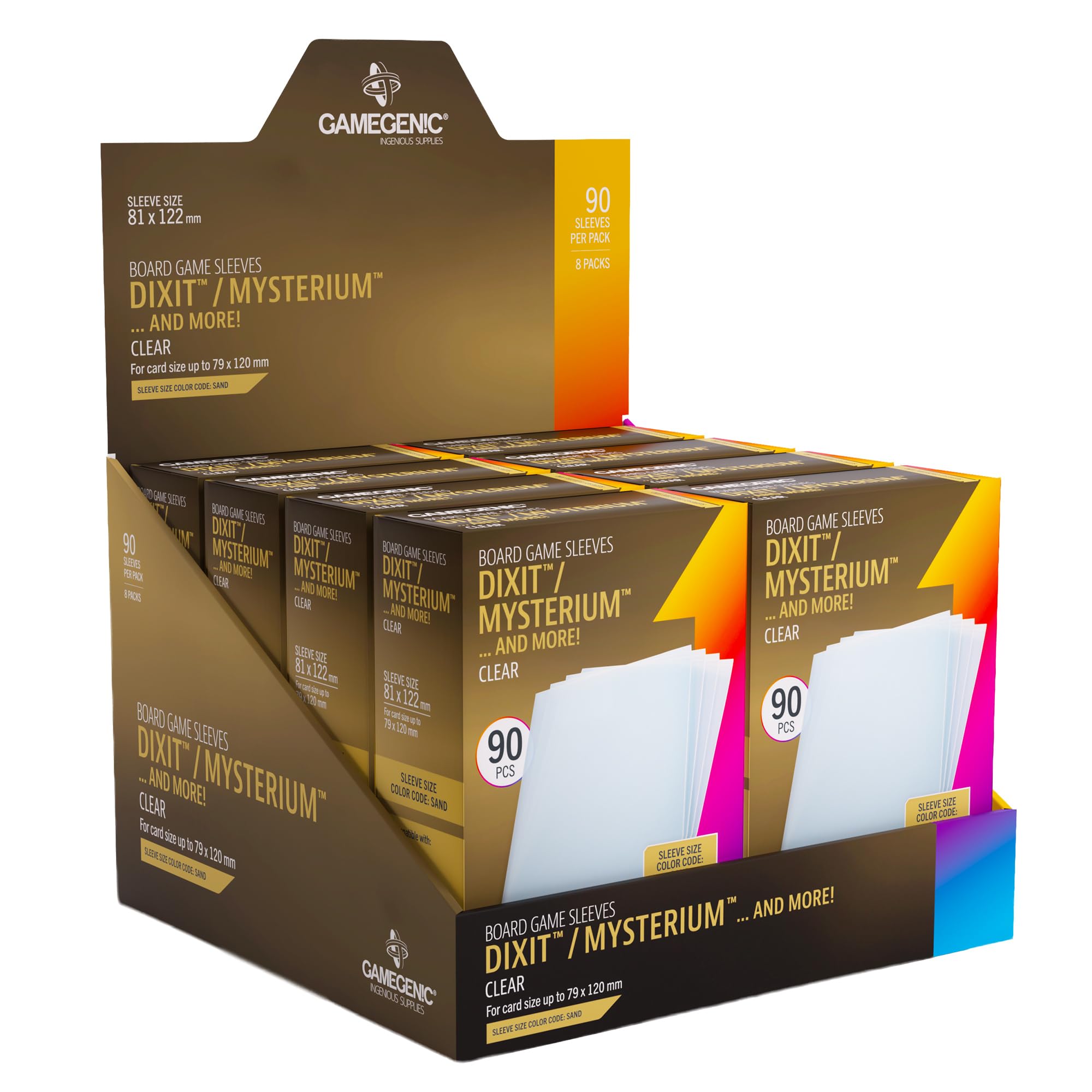 Gamegenic Board Game Sleeves - 90 Extra-Clear Sleeves, 81 x 122 mm