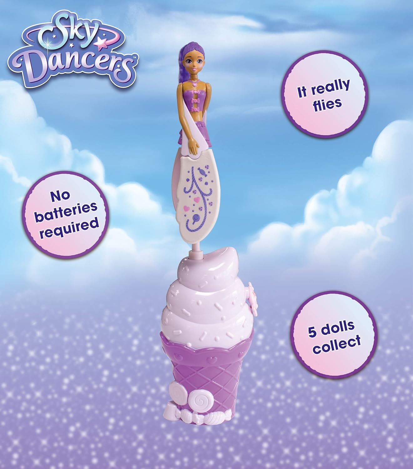 Sky Dancers: Purple Licious - Pull String Flying Doll for Ages 5+ 4