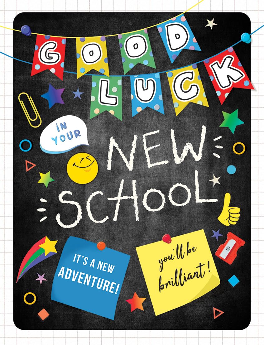 Piccadilly Greetings Good Luck at New School Card | 8 x 6 inches | Blackboard Design 1
