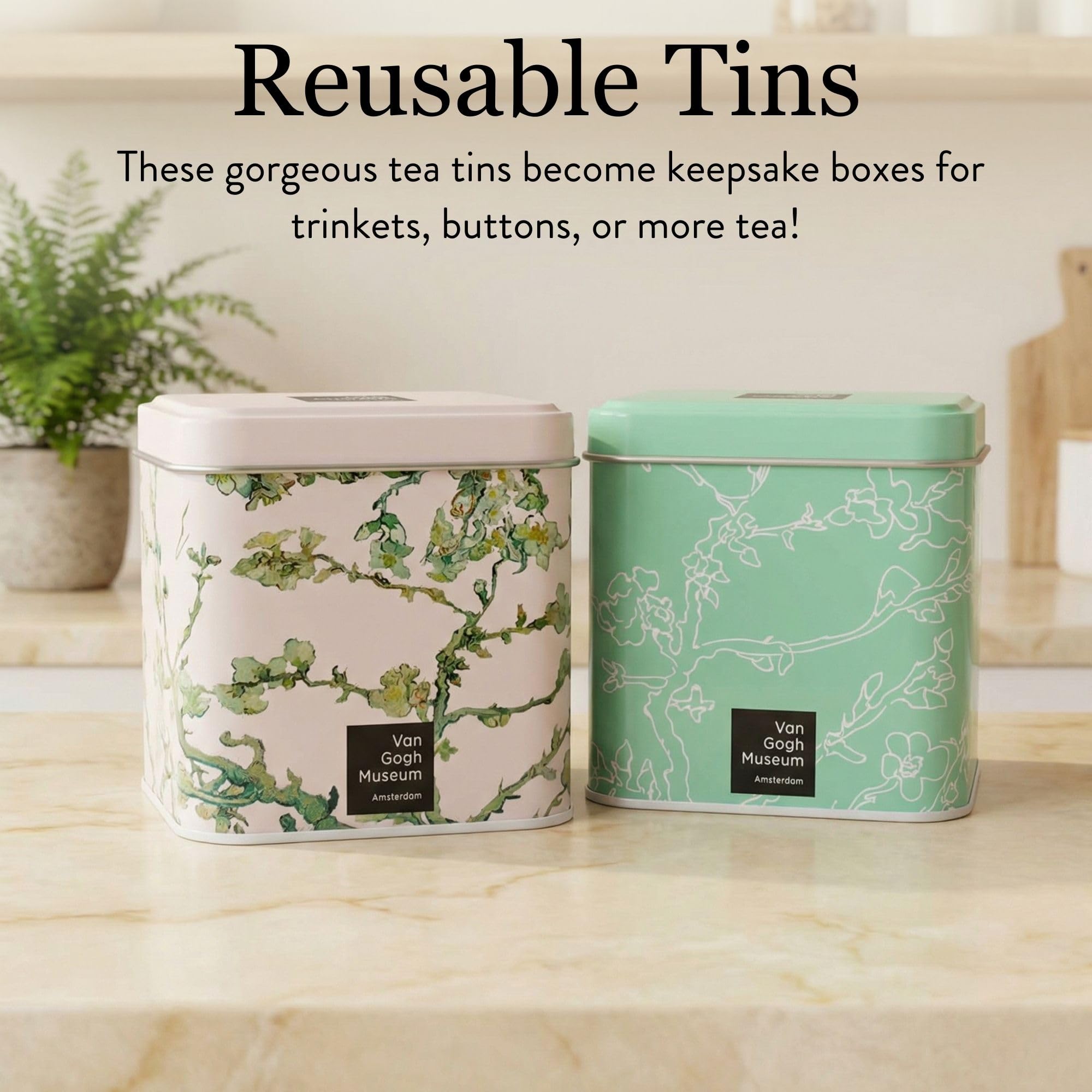 BEAMS INTERNATIONAL Van Gogh Museum Tea Caddy Tin Gift Set - 8 Tea Bags, Almond Blossom Artwork 5
