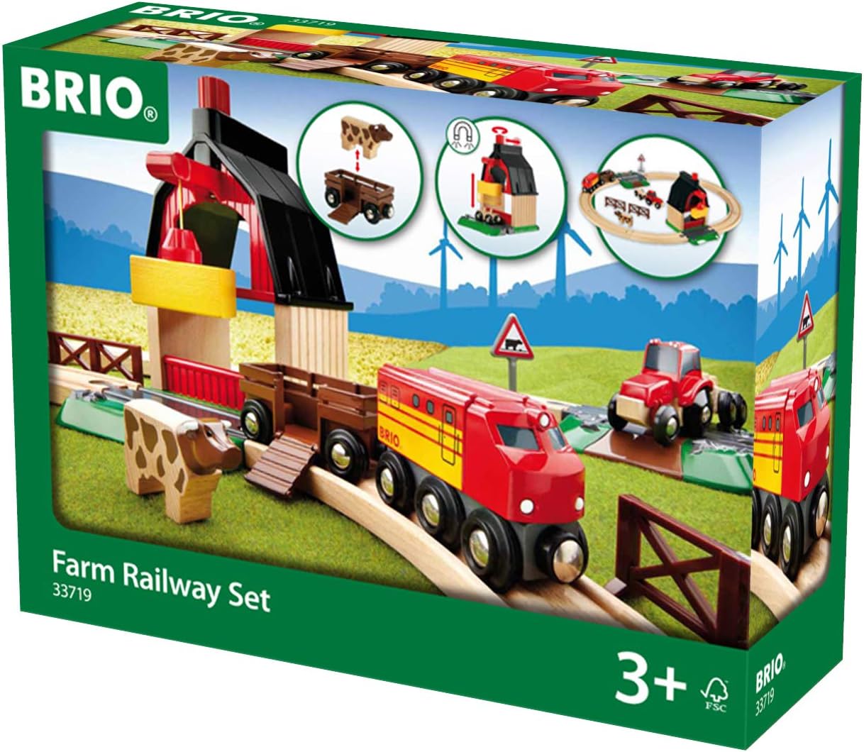 BRIO World Farm Train Set - Wooden Railway Playset with Magnetic Trains & Accessories 6