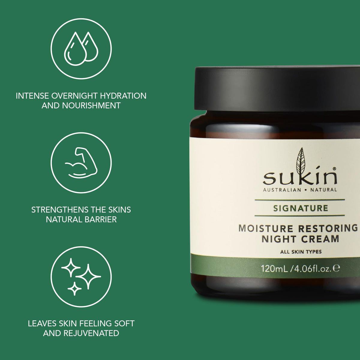 Sukin Moisture Restoring Night Cream - Hydrating & Anti-Aging | 120ml 5