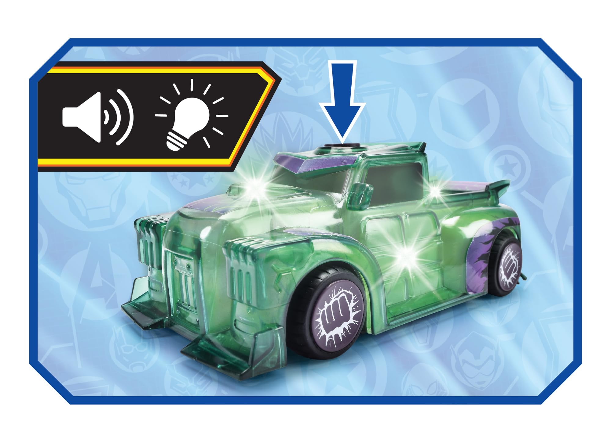 Jada Marvel Light Hero Hulk 1:32 Scale Vehicle - Light-Up & Sound Effects 9