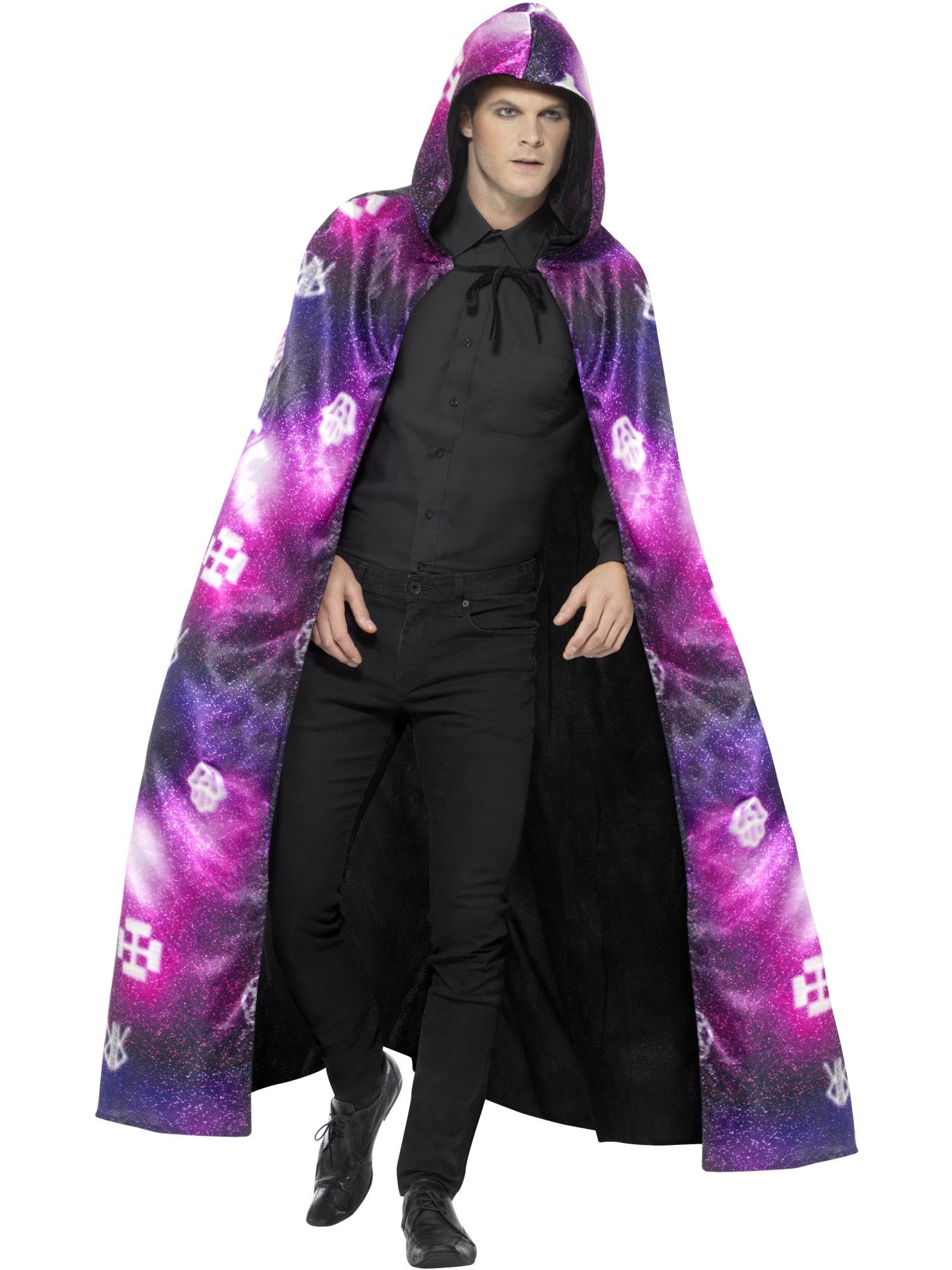 Smiffys Deluxe Reversible Galaxy Ouija Cape, Black & Purple, Unisex Halloween Fancy Dress Accessory 3