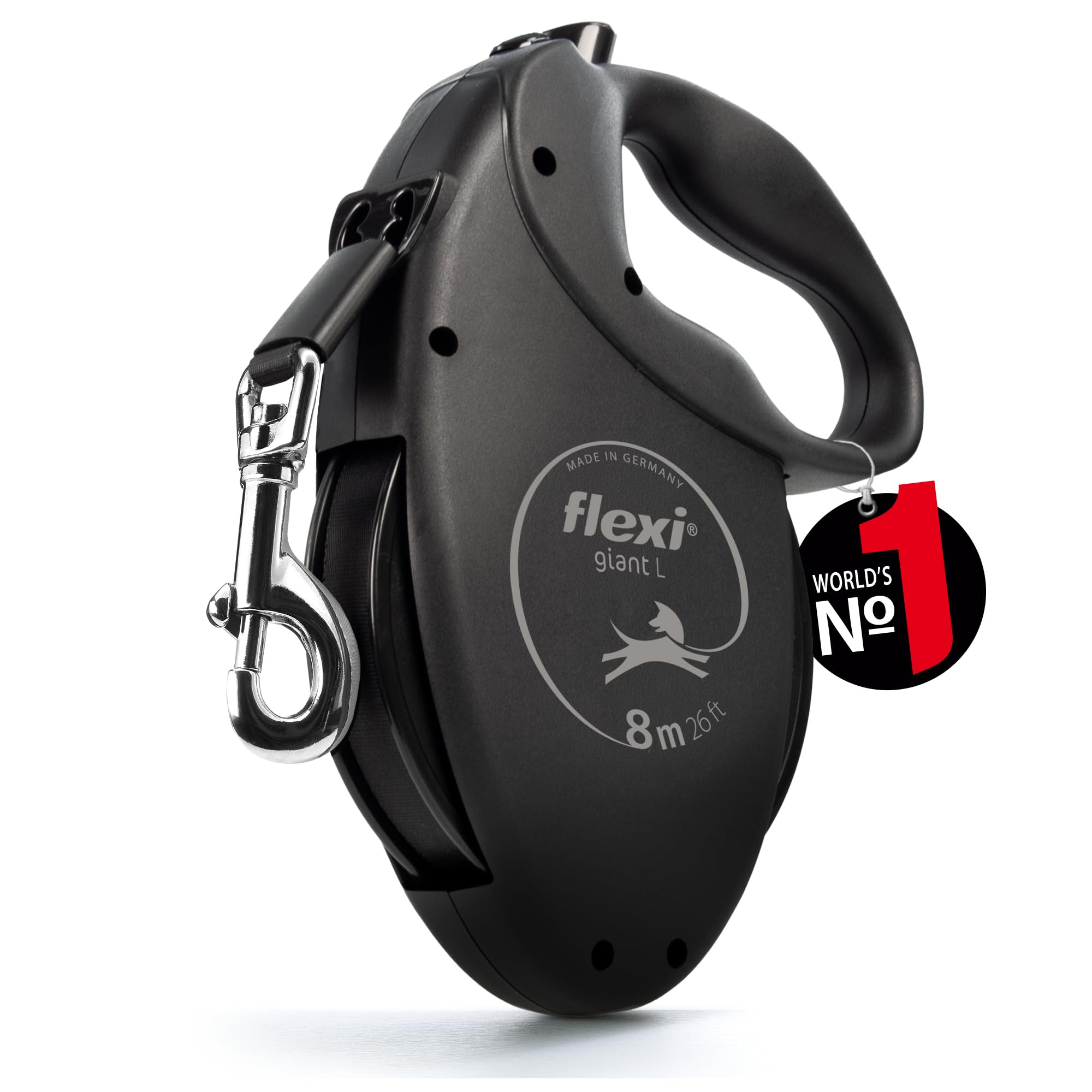 flexi Giant Black Edition Belt Retractable Dog Lead - 8m, Up to 50kg 1