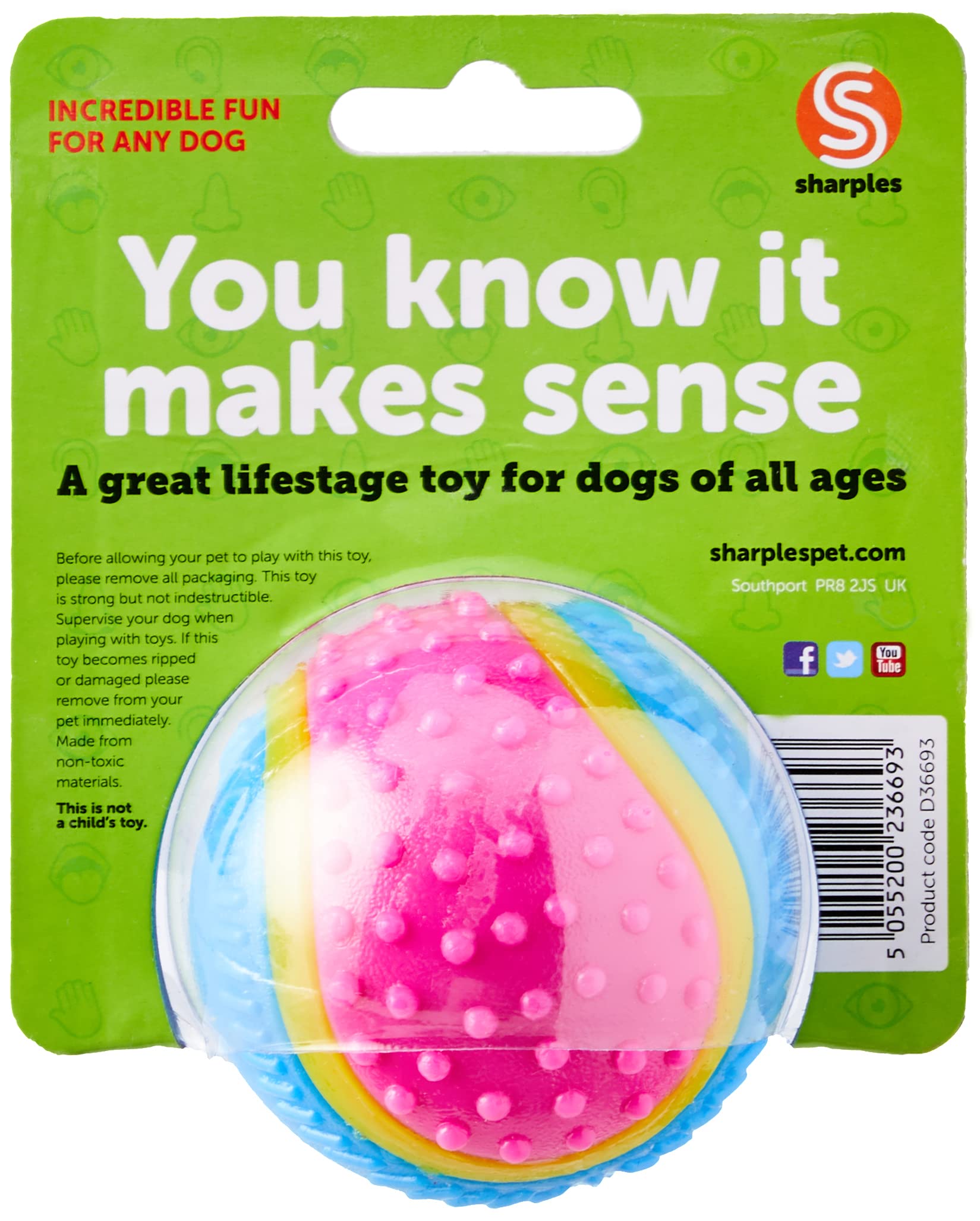 Sharples Five Senses Rubber Ball - Beef Scented, Multi-Textured, Small Size