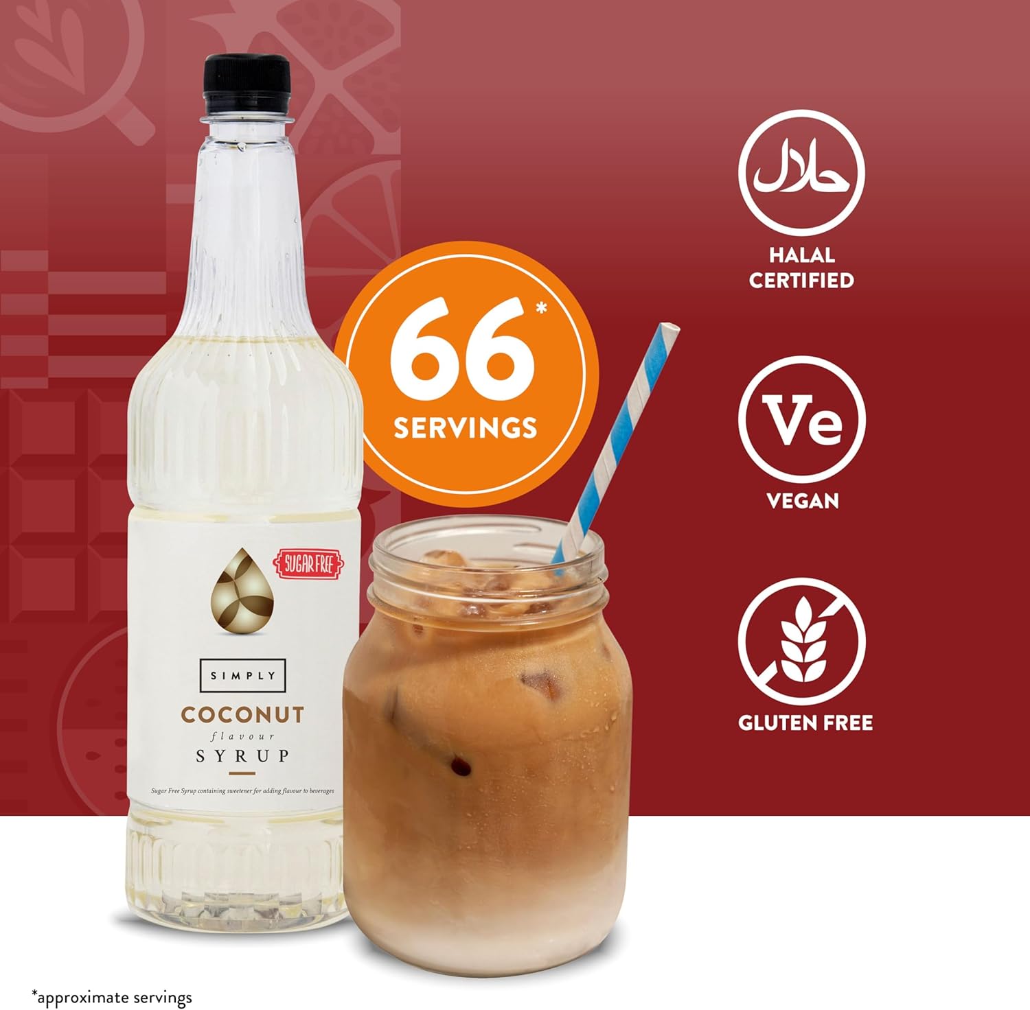 Simply Sugar Free Coconut Syrup - Low Calorie, Vegan & Nut Free Flavoured Syrup