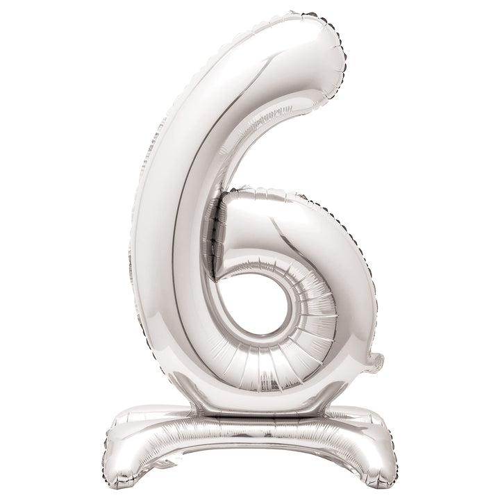 Majestic Silver Number 6 Foil Balloon - 76cm Standalone Party Decor