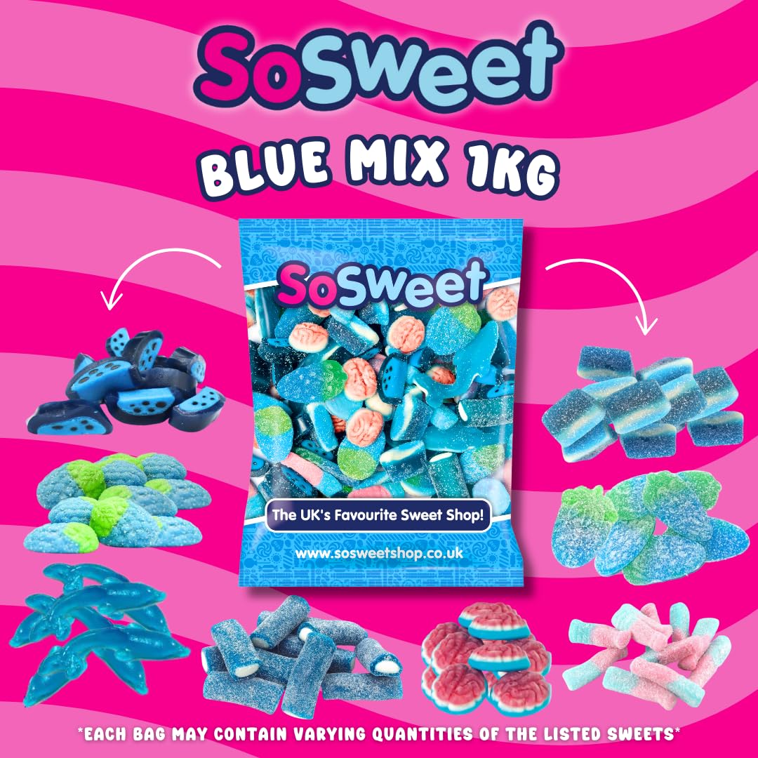 SoSweet Blue Sweet Mix – 1kg Fruity Blue-Themed Pick & Mix Sweets for Parties, Baby Showers & Events 3