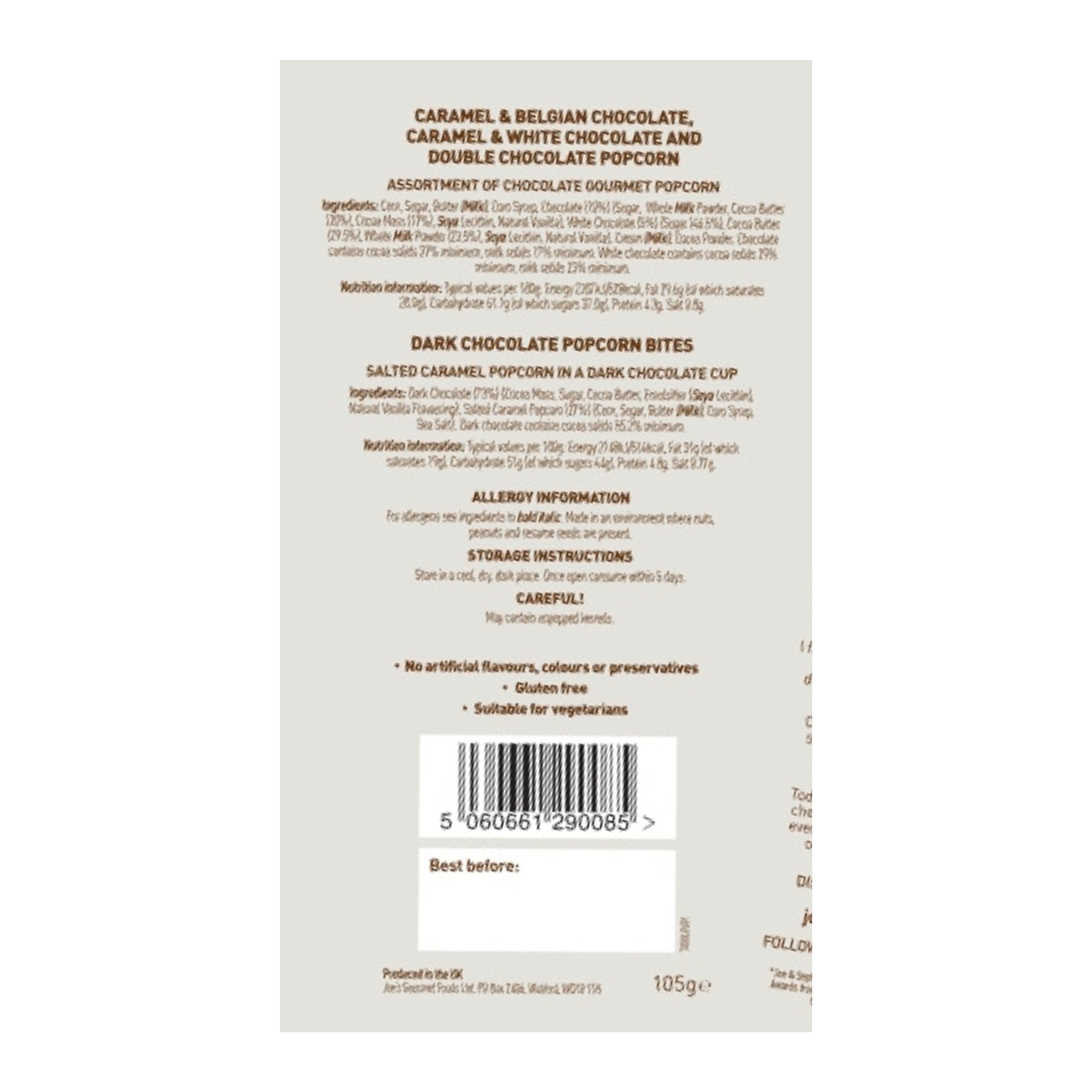 Joe & Seph's Chocolate Lovers Popcorn Selection - Gourmet Gift Box (105g) 3