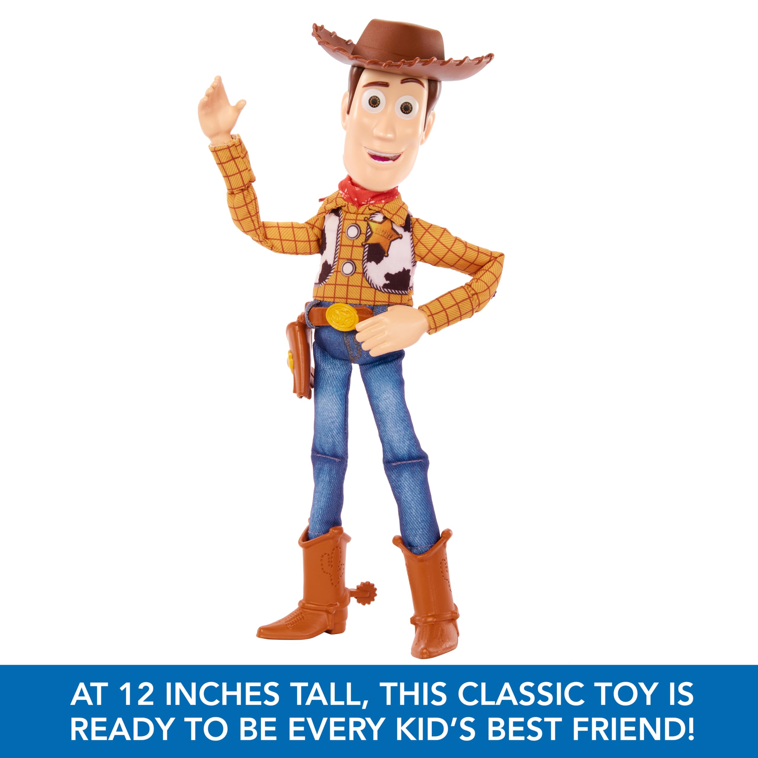 Mattel Disney Pixar Toy Story Roundup Fun Woody Talking Posable Figure - 12 Inch, 30+ Phrases 3
