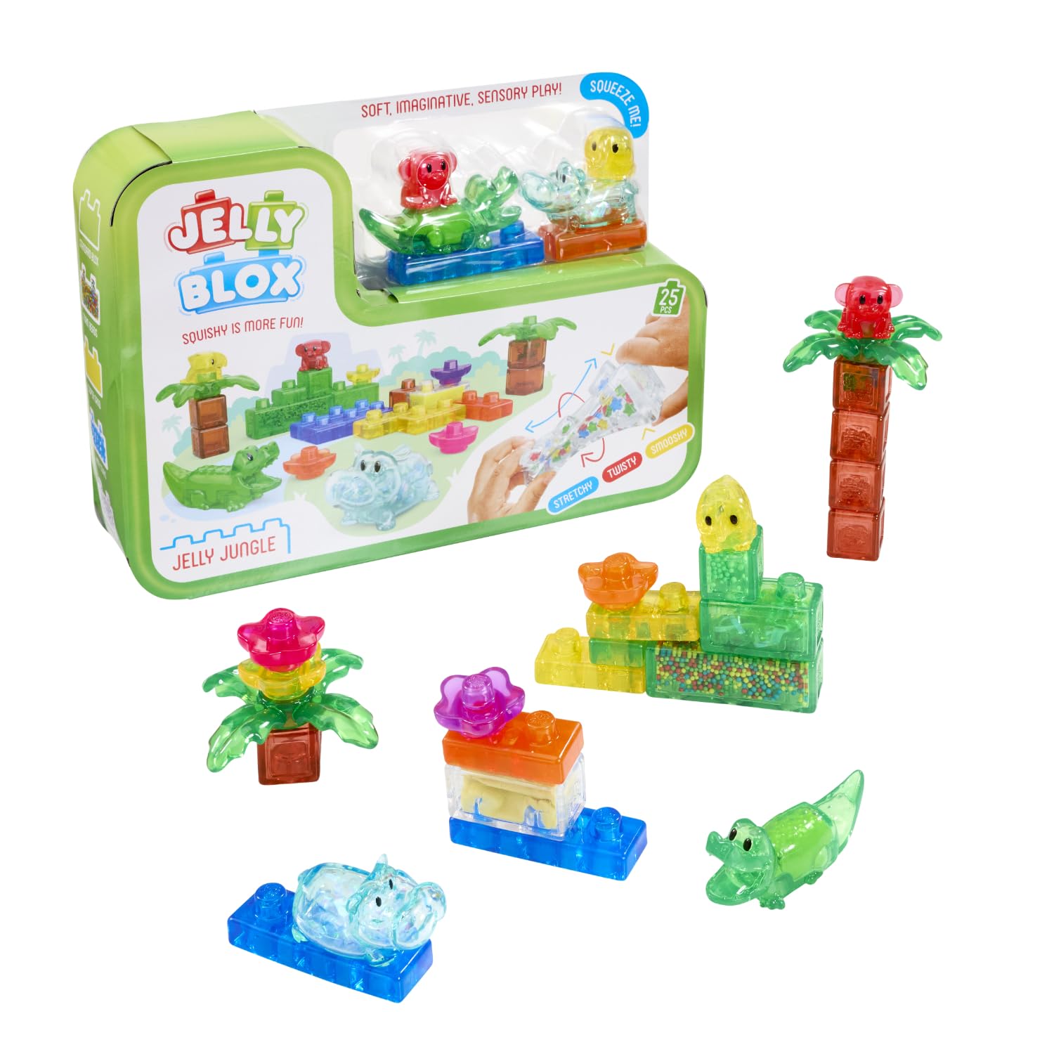 Jelly Blox Jungle Set - 25 Piece Building Set | Ages 2+ | Soft & Squishy Blocks 1