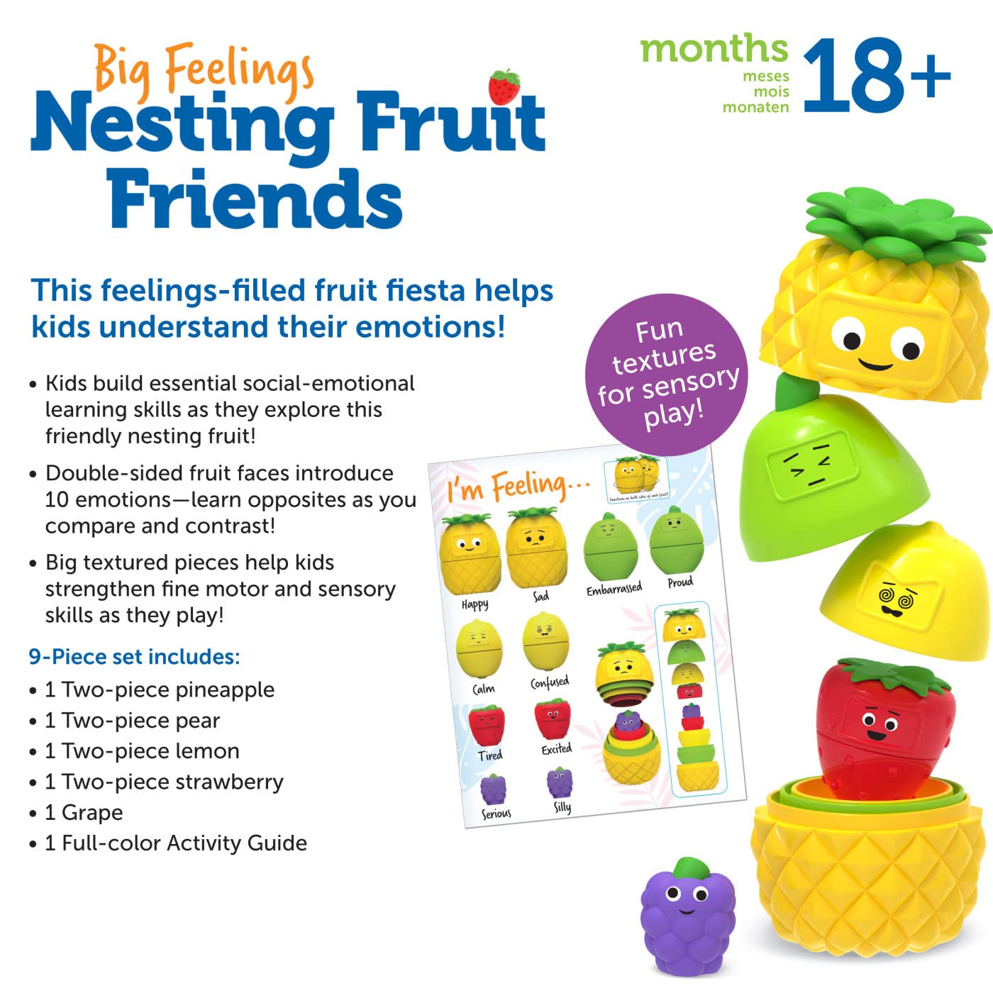 Learning Resources Big Feelings Nesting Fruit Friends - Educational Toy for Toddlers 18+ Months 6