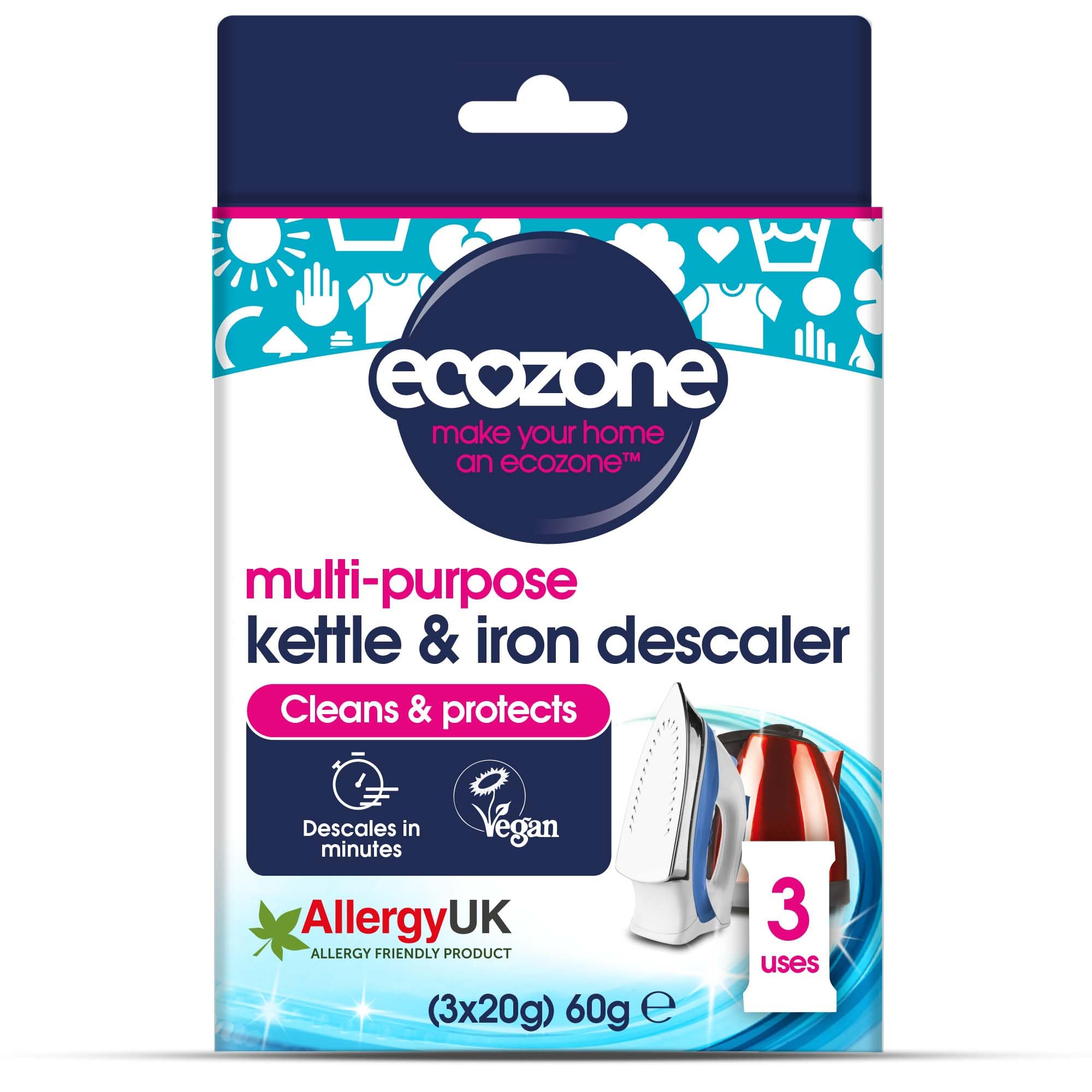 Ecozone Kettle & Iron Descaler - Removes Limescale | 3 Count Sachets | Lemon Scent 1