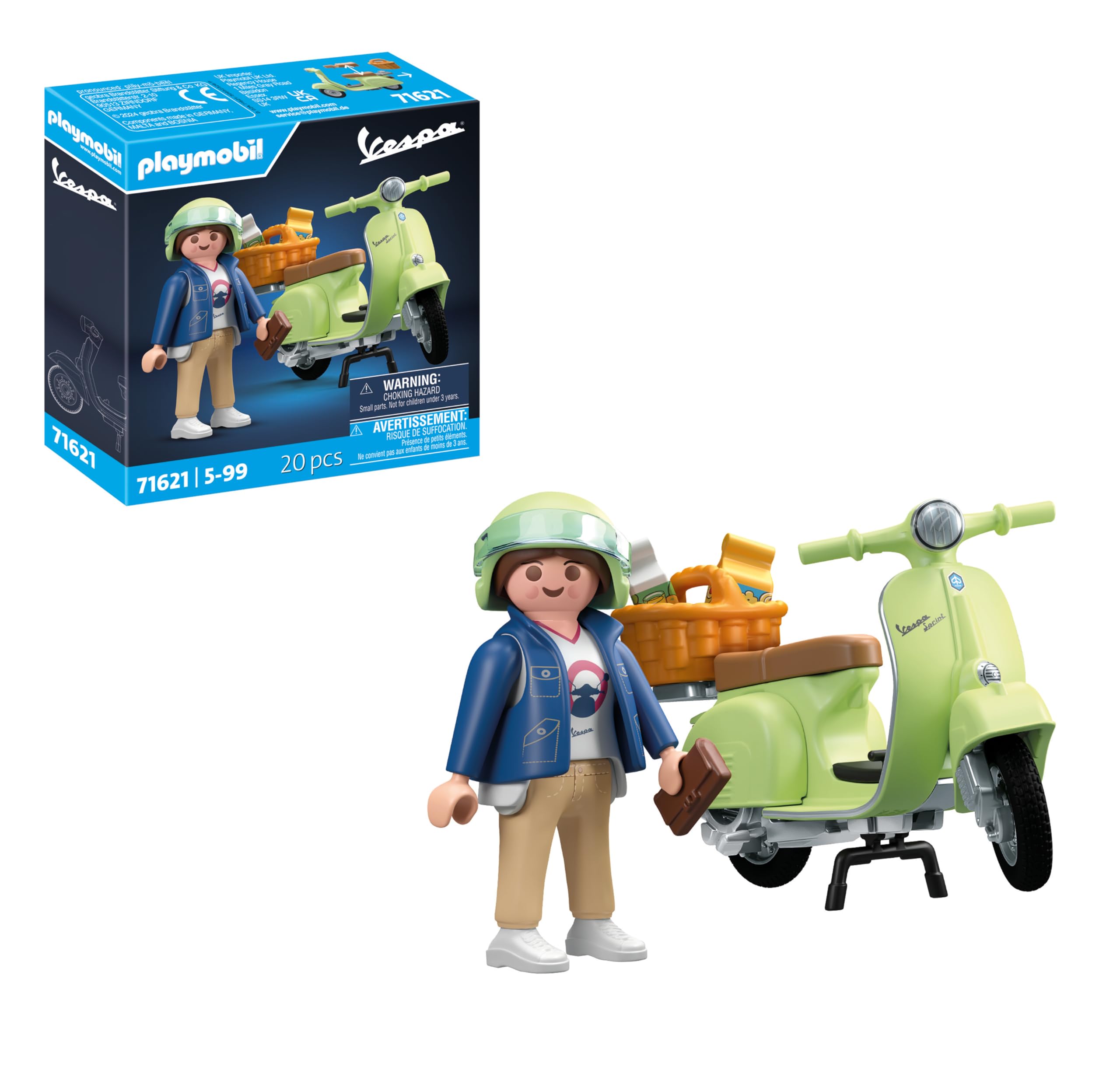 Playmobil 71621 Cars: 1969 Vespa 150 Sprint Veloce Playset | Ages 5+ | 20 Pieces