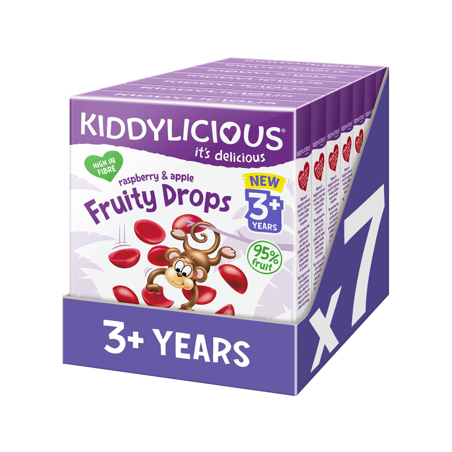 Kiddylicious Raspberry & Apple Fruity Drops - 95% Fruit Snacks | Gluten Free | 28 Count 1