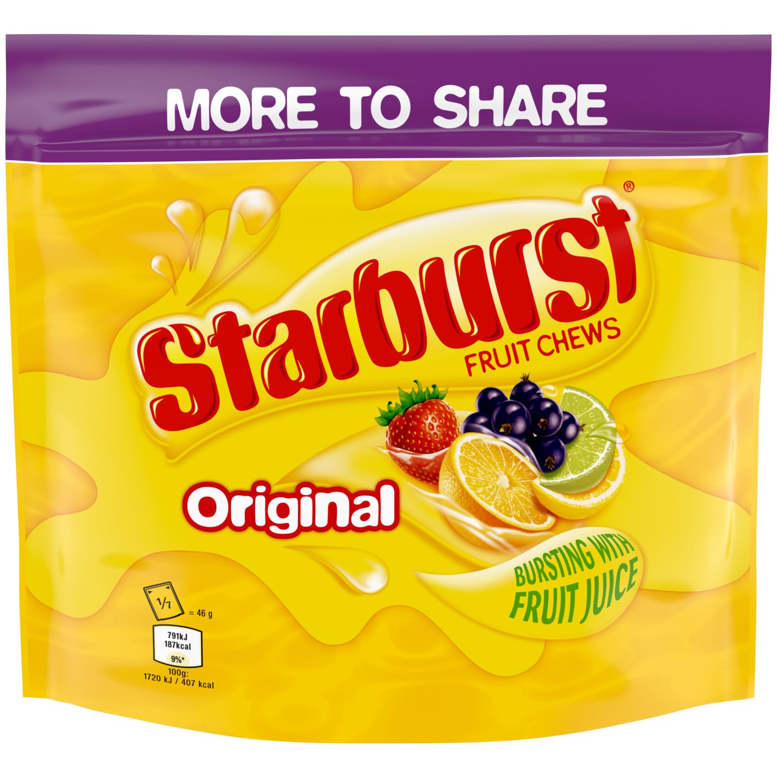 Starburst Original Fruit Chews Sweets Pouch Bag 322g