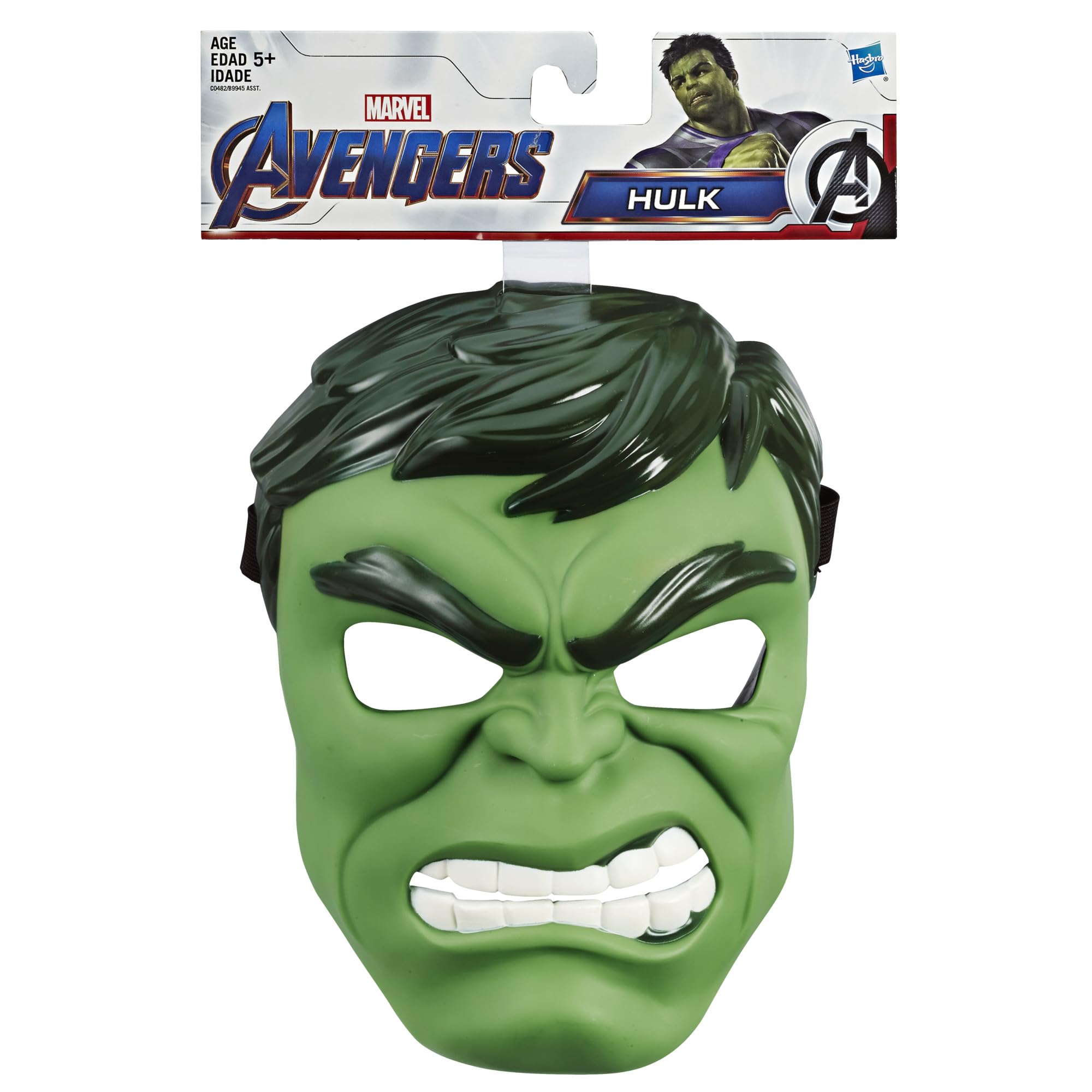 Marvel Hulk Roleplay Mask - Green Plastic, Adjustable Strap, Ages 5+ | Hasbro